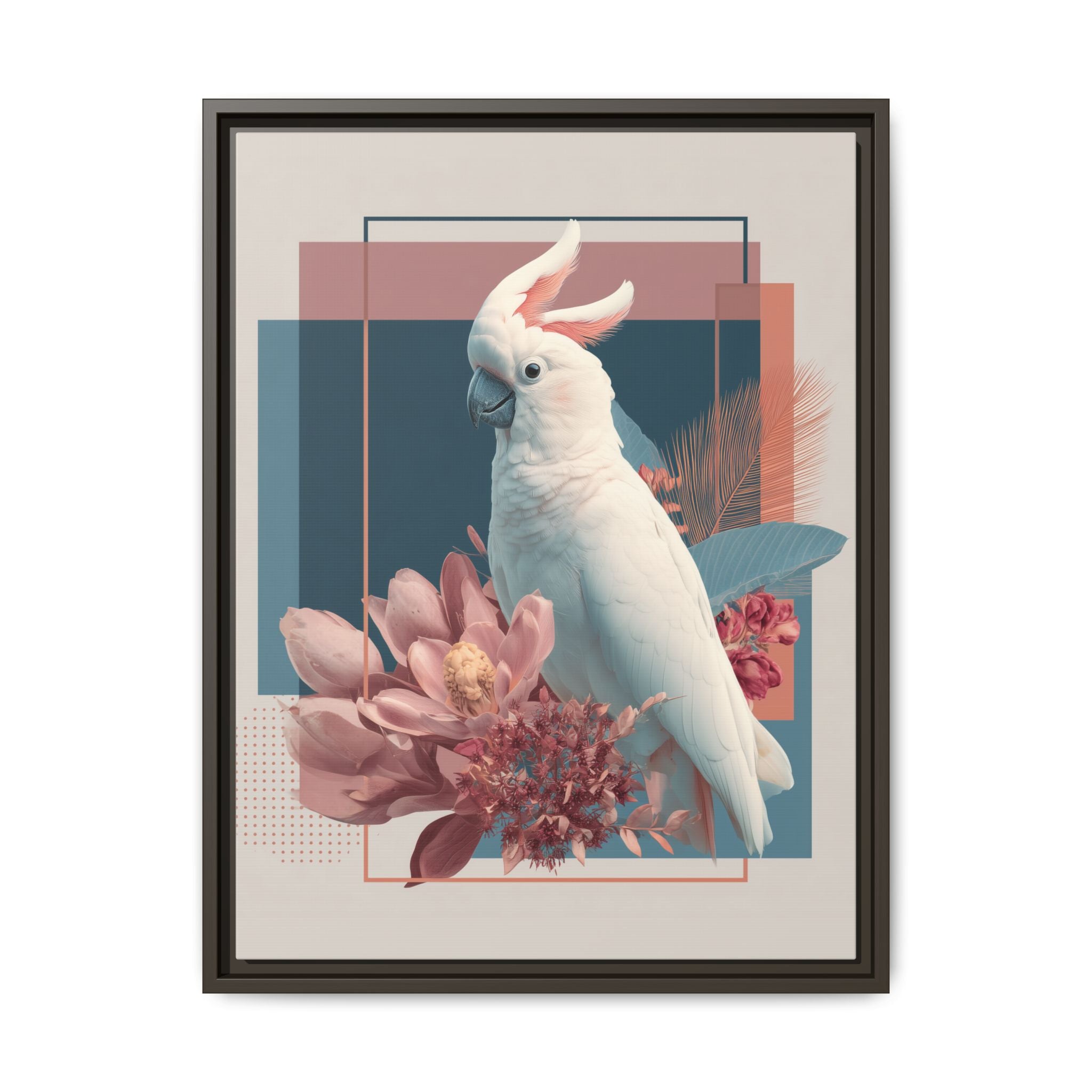 Cockatoo Geometric Framed Print : Modern Wildlife Illustration, Geometric Botanical Fusion   |  Personalized & Custom Orders Available