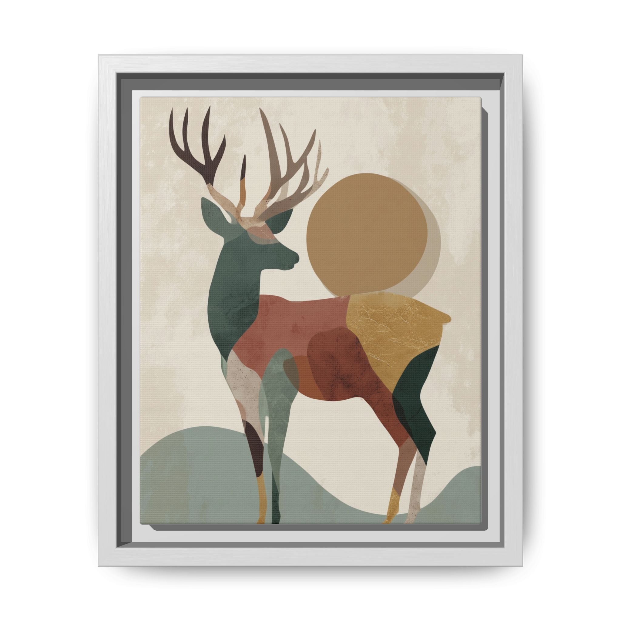 Geometric Deer Mosaic Framed Print : Modern Abstract Wildlife Art, Minimalist Nature Print   |  Personalized & Custom Orders Available