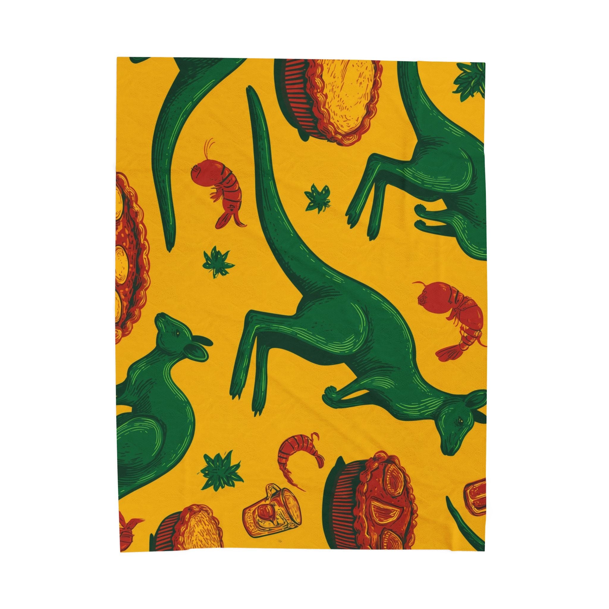 Aussie Bounty Quilt Doona Duvet Cover : Whimsical Kangaroo Woodcut, Vintage Australian Pattern Art   |   Custom Orders Accepted