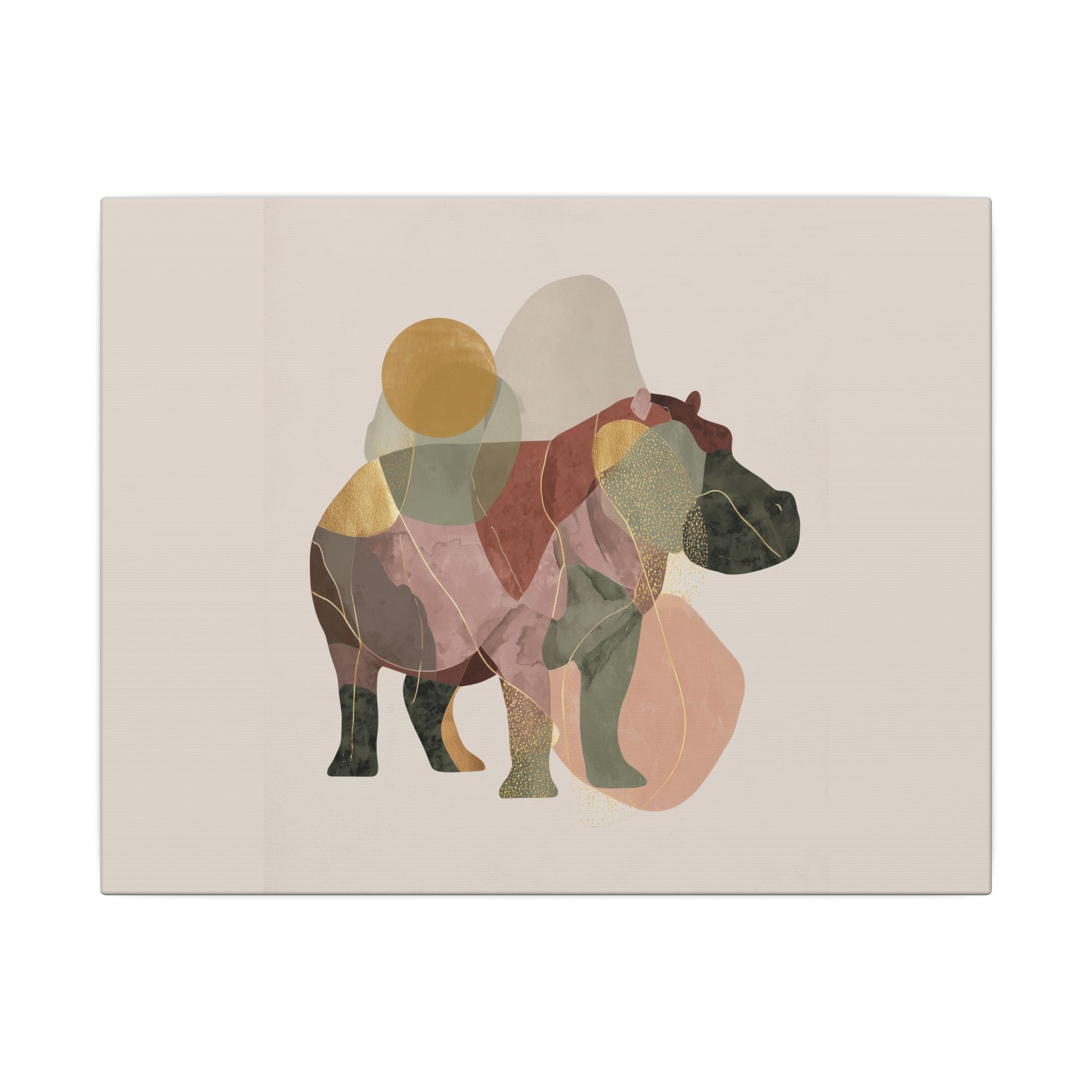 Fragmented Hippo: Geometric Abstraction, Earthy Mosaic Composition   |    Custom Orders Available