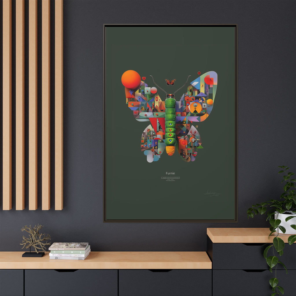 Geometric Metamorphosis Framed Print : Digital Cubist Butterfly, Urban Abstract Composition   |   Custom Orders Available