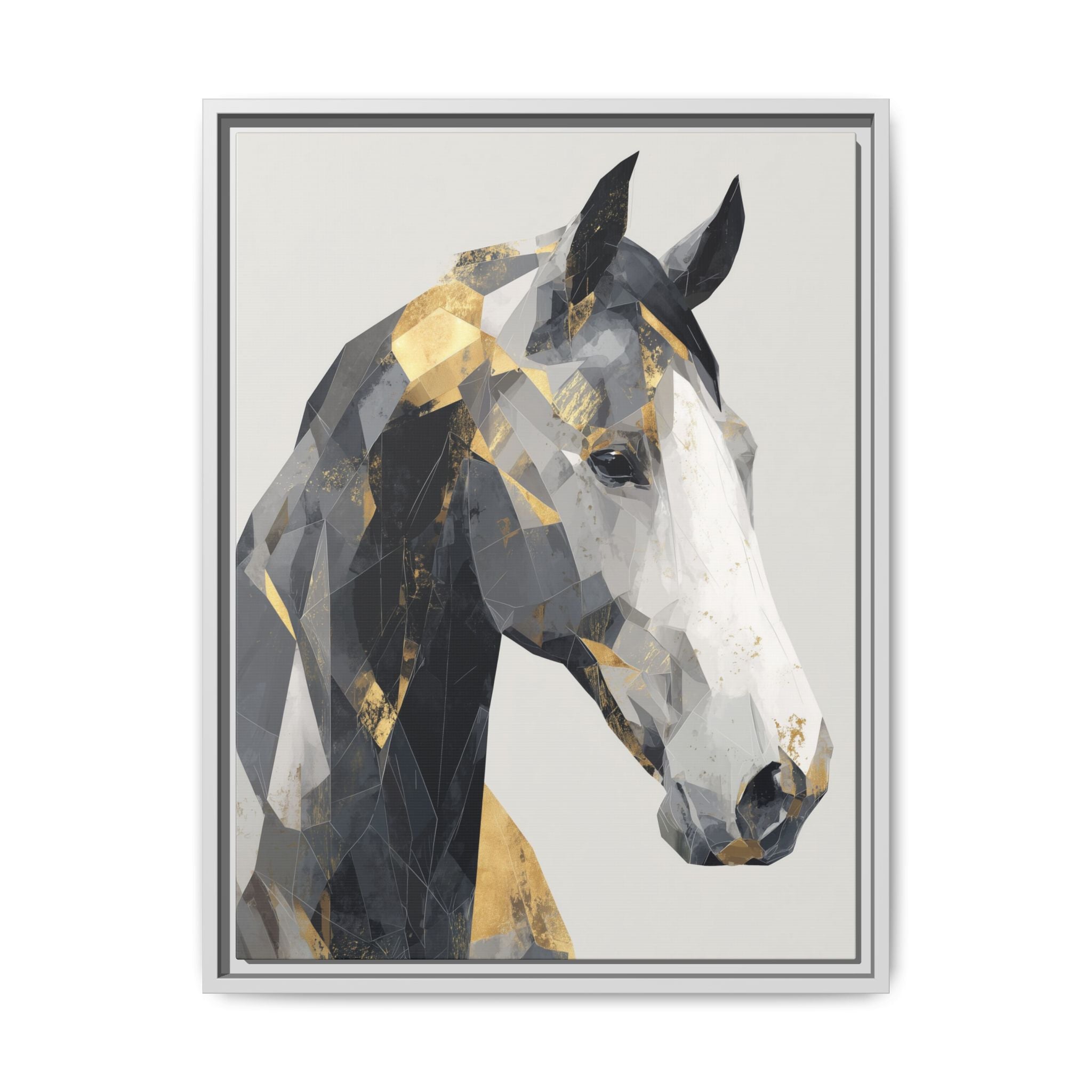 Geometric Stallion: Cubist Equine Art, Modern Metallic Polygonal Design   |  Personalized & Custom Orders Available