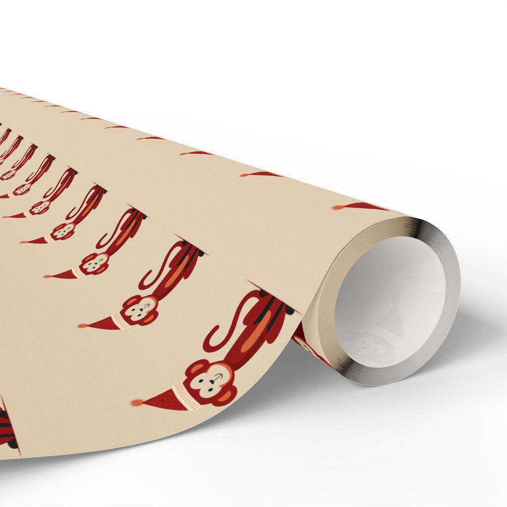 Cute Monkey Festive Wrapping Paper - Cute Holiday Designs with Monkeys and Santa, Gift Wrapping, Christmas, Birthday, Baby Shower, Jungle