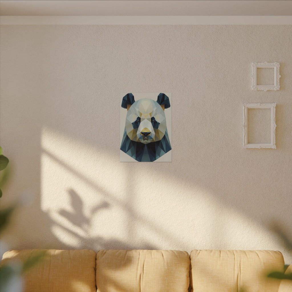 Geometric Panda: Low-Poly Animal Art, Modern Minimalist Design, Blue and Gold Illustration   |  Personalized & Custom Orders Available