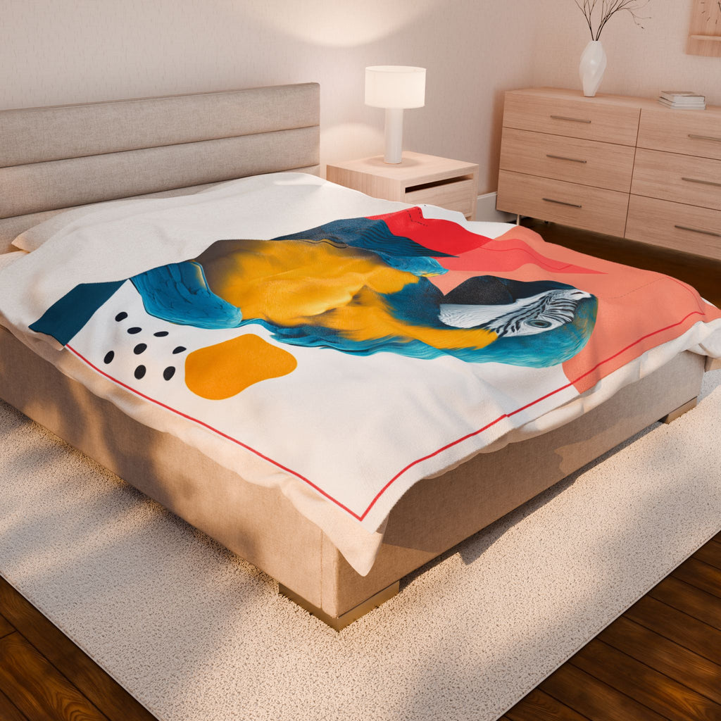 Feathered Geometry Quilt Cover, Doona Cover, Duvet : Modern Macaw Portrait, Abstract Graphic Design Poster   |    Custom Orders Available