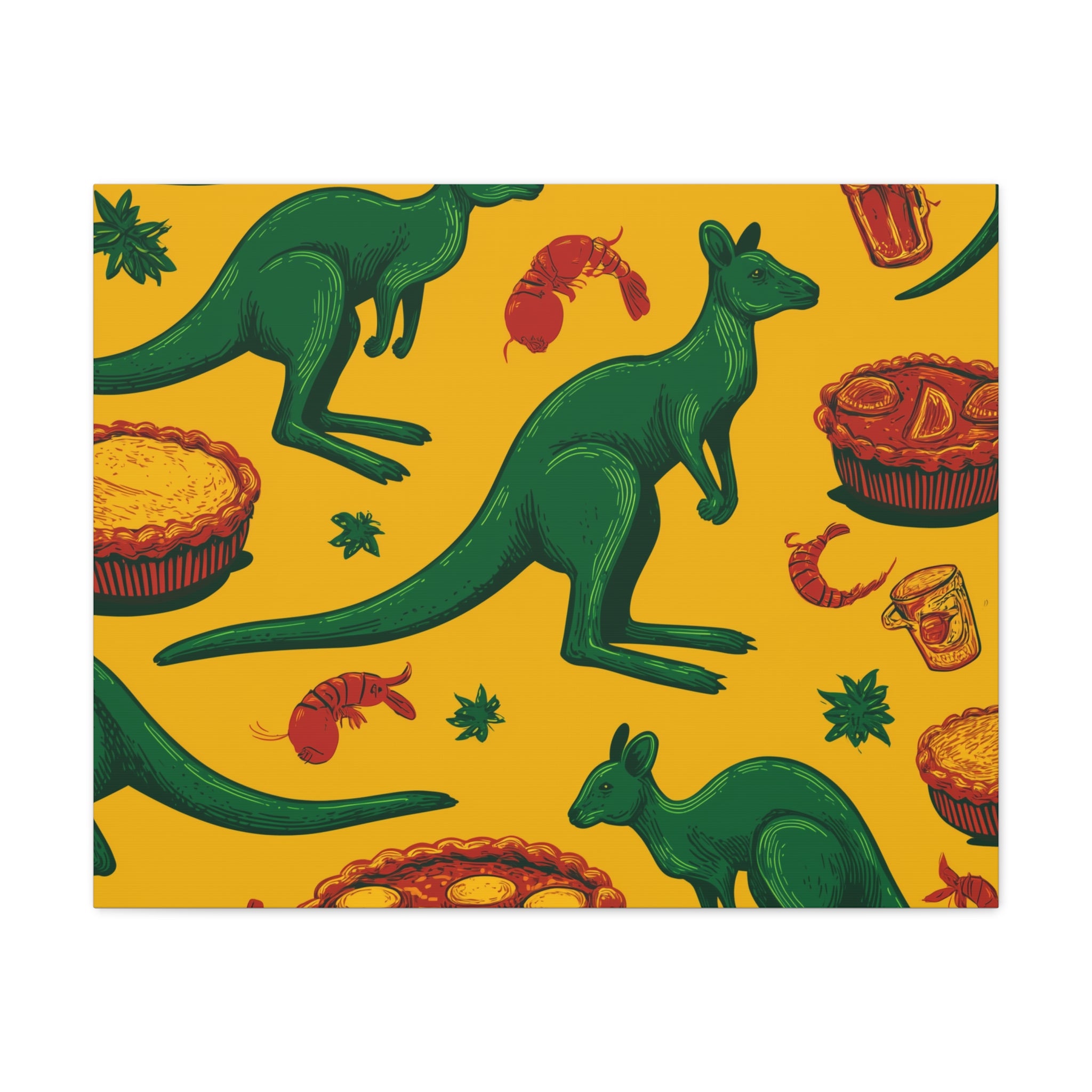 Kangaroo Canvas Wall Art, Vibrant Animal Decor, Unique Gift for Nature Lovers, Fun Kitchen Wall Hanging, Australian Themed Art