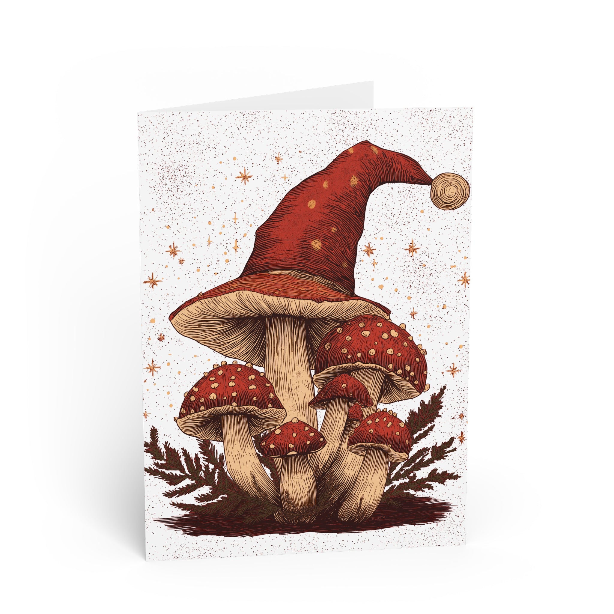 Woodland Wizard's Reverie: Enchanted Mushroom Cluster, Vintage Fantasy Illustration, Magical Fern Landscape | Custom Orders Accepted