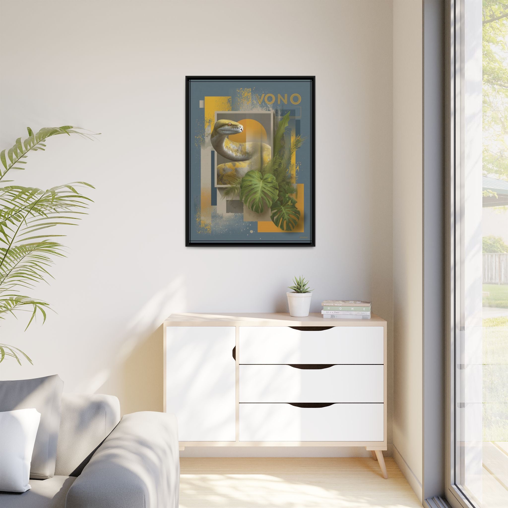 Serpent of Geometric Dimensions: Tropical Vono Design, Abstract Wildlife Art   |  Personalized & Custom Orders Available