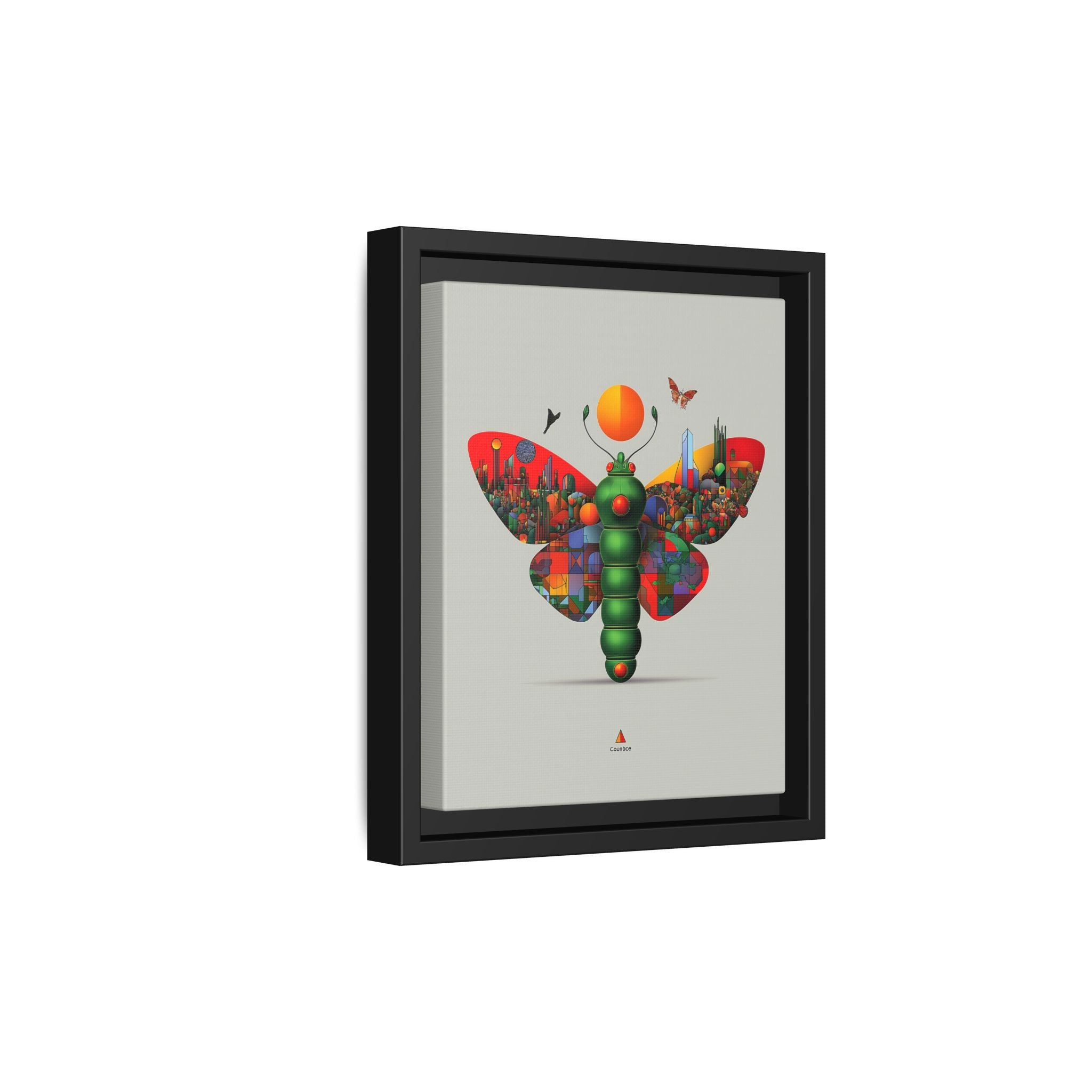 Urban Metamorphosis Framed Print: Geometric Cityscape Butterfly, Digital Surrealism Collage   |  Custom Orders Available