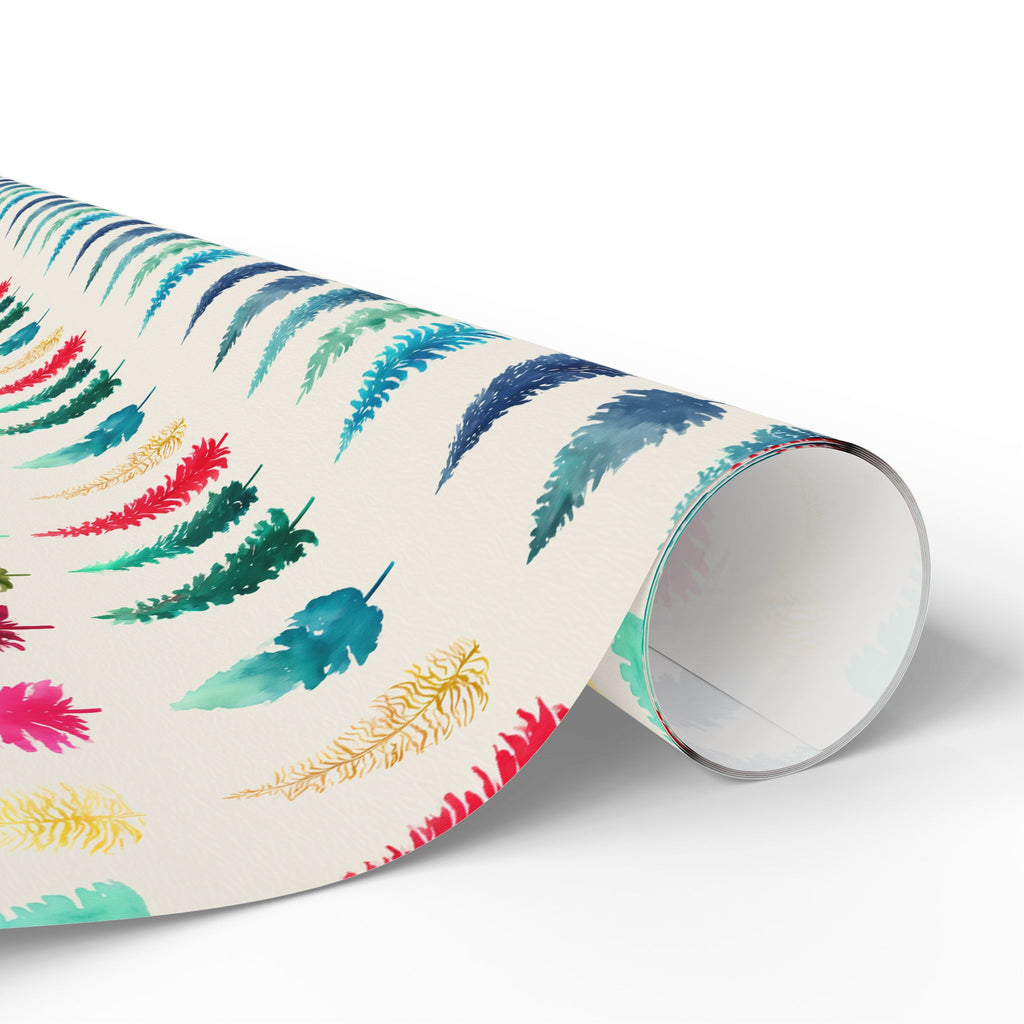 Feather Watercolor Wrapping Paper - Boho Gift Wrap Roll for Birthdays & Weddings