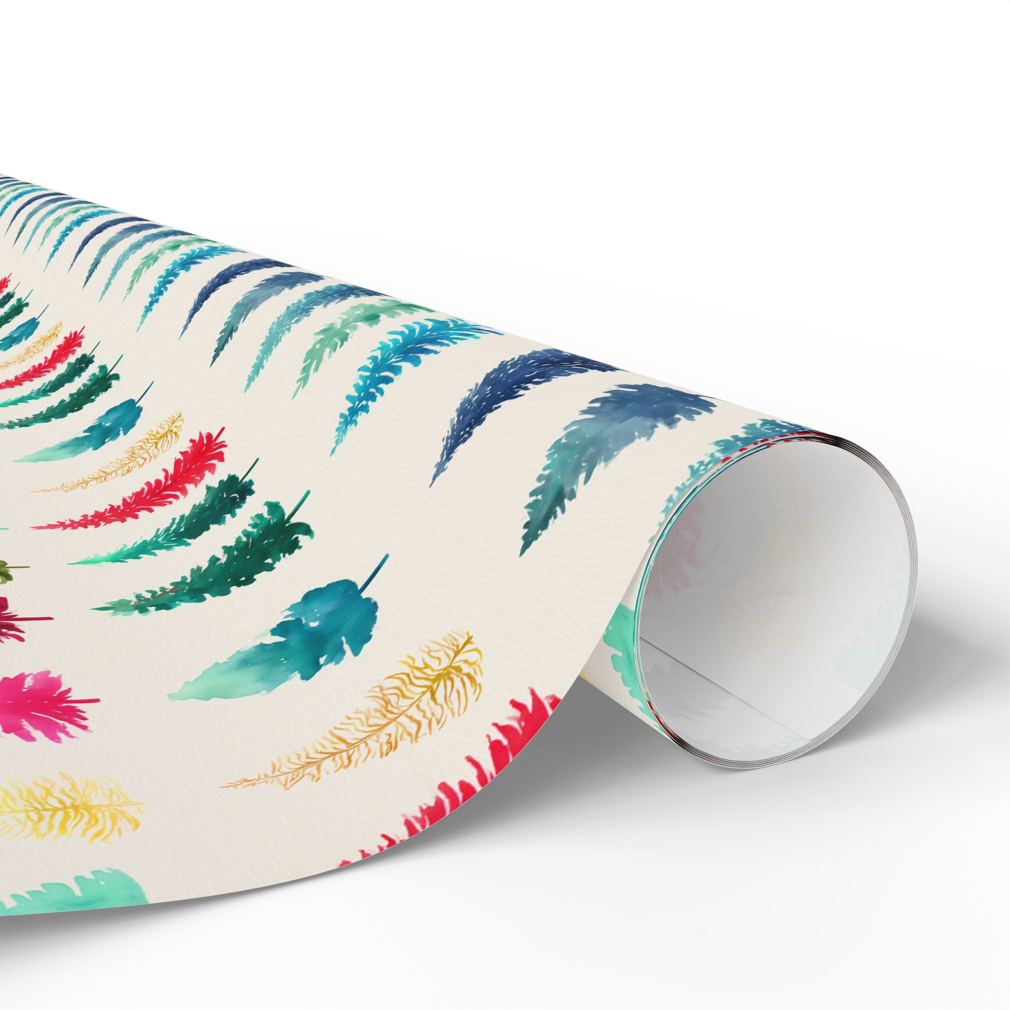 Feather Watercolor Wrapping Paper - Boho Gift Wrap Roll for Birthdays & Weddings