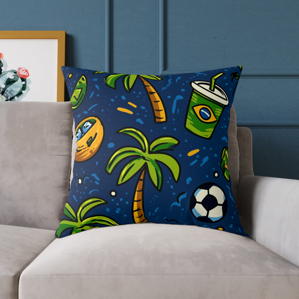 Brazil-Themed Square Poly Canvas Pillow, Boho Decorative Cushion, Living Room Accent, Gift for Nature Lovers, Eco-Friendly [...]