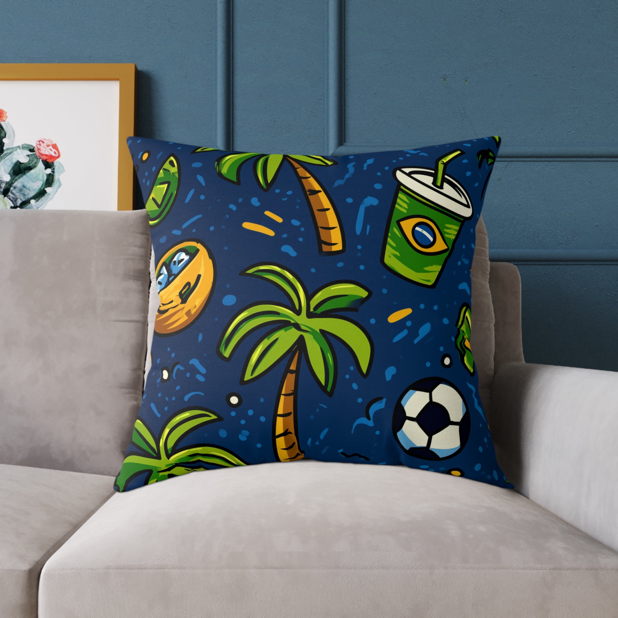 Brazil-Themed Square Poly Canvas Pillow, Boho Decorative Cushion, Living Room Accent, Gift for Nature Lovers, Eco-Friendly [...]