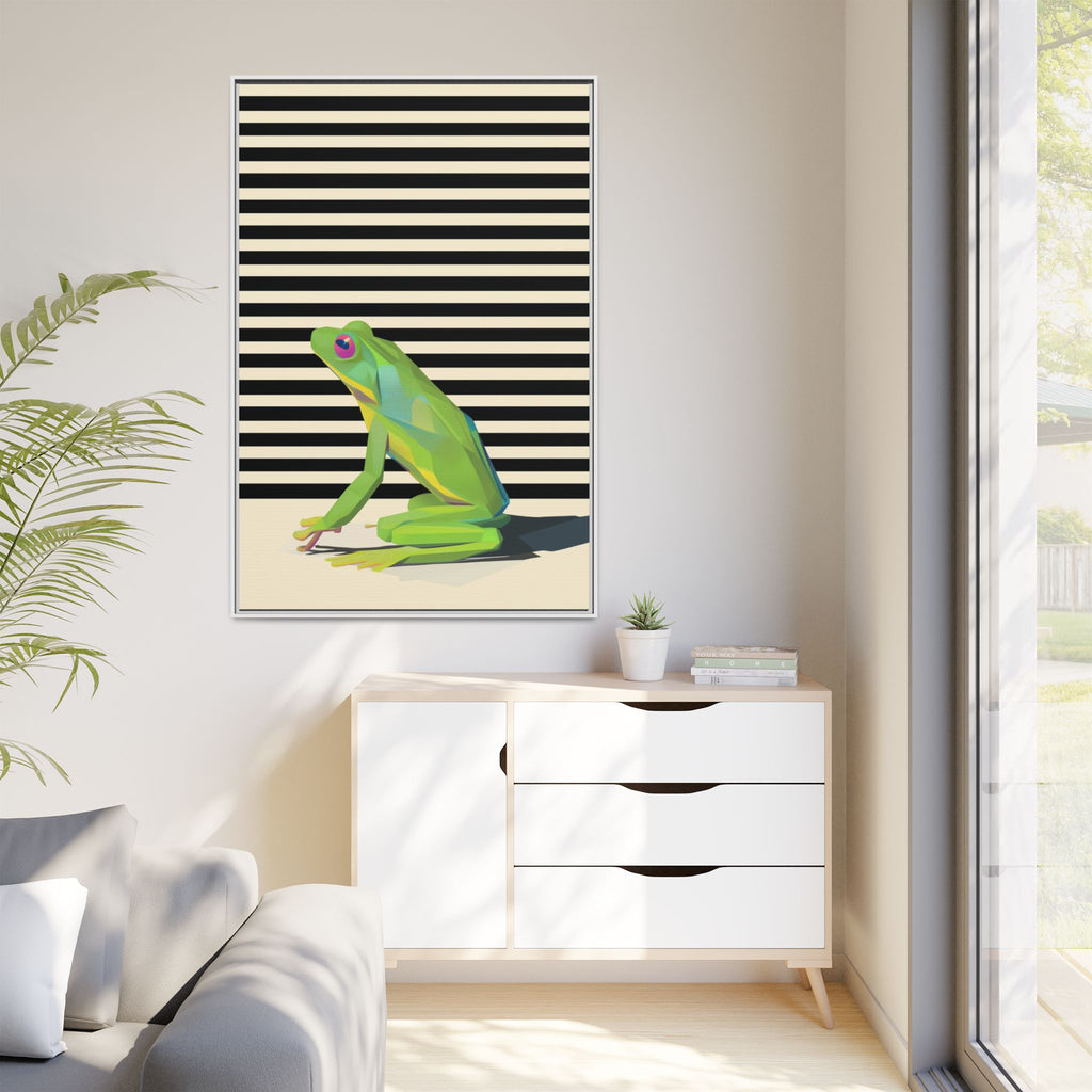 Stylized Frog Portrait Framed Print , Minimalist Pop Art Design   |  Personalized & Custom Orders Available