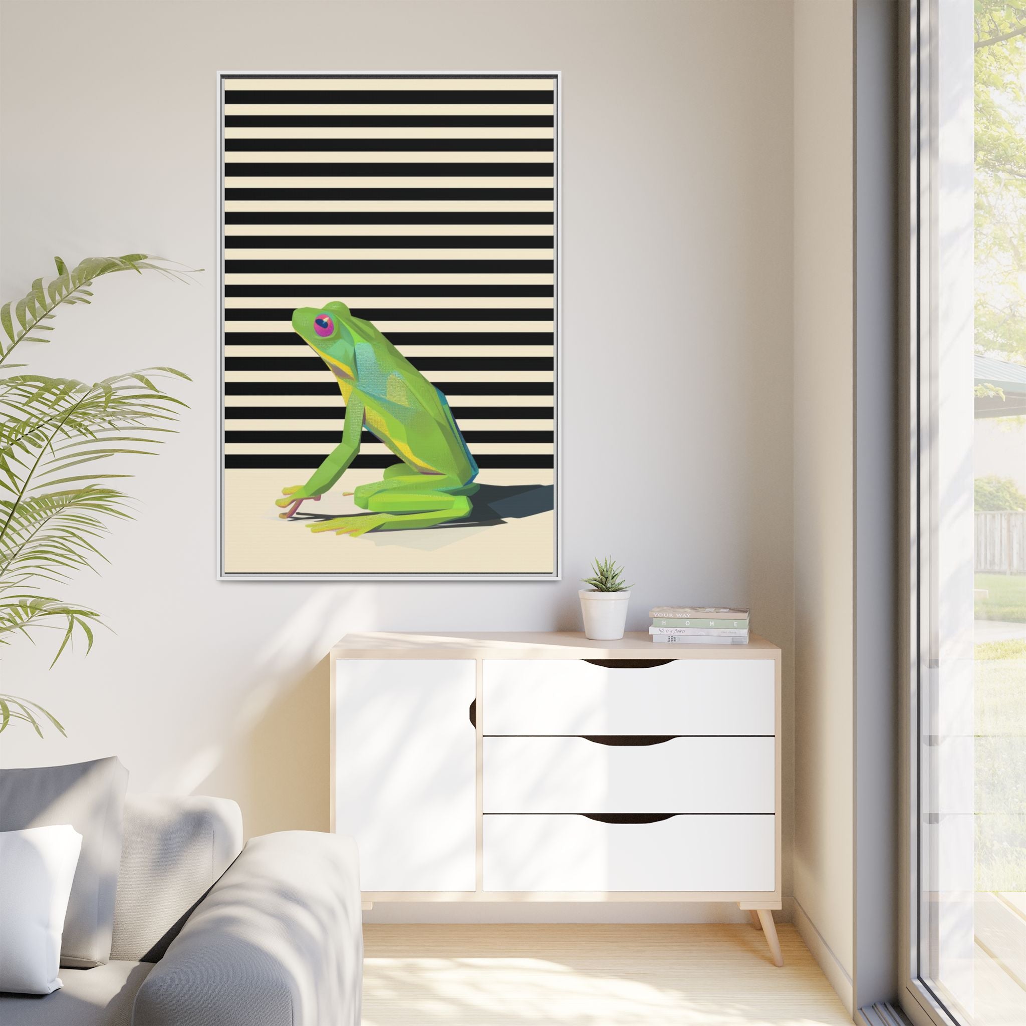 Stylized Frog Portrait Framed Print , Minimalist Pop Art Design   |  Personalized & Custom Orders Available