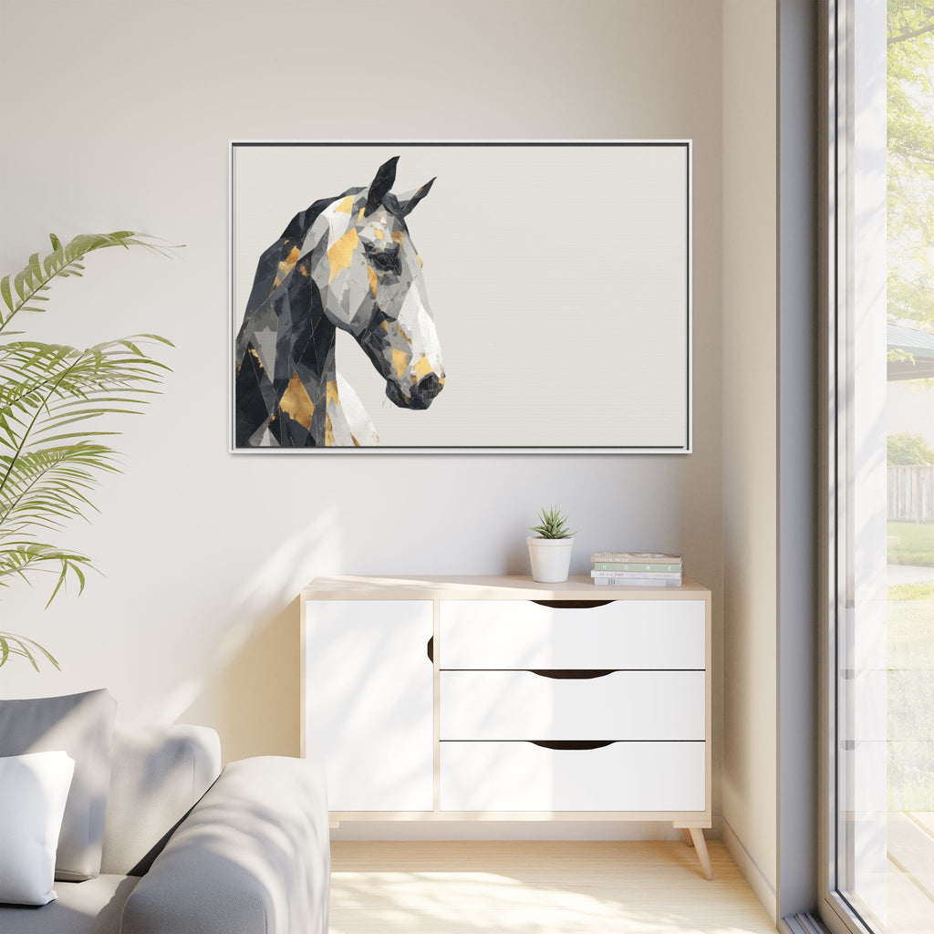 Equine Geometrica: Contemporary Cubist Horse, Metallic Abstract Portrait   |  Personalized & Custom Orders Available