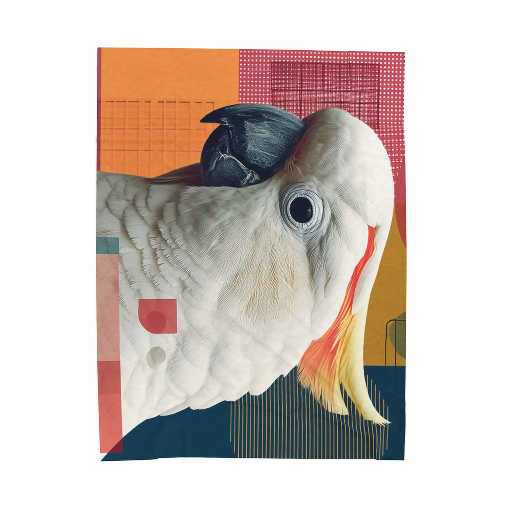 Cockatoo in Geometric Harmony Quilt Cover, Doona Cover, Duvet : Wildlife Art Print, Modern Abstract Decor   |    Custom Orders Available