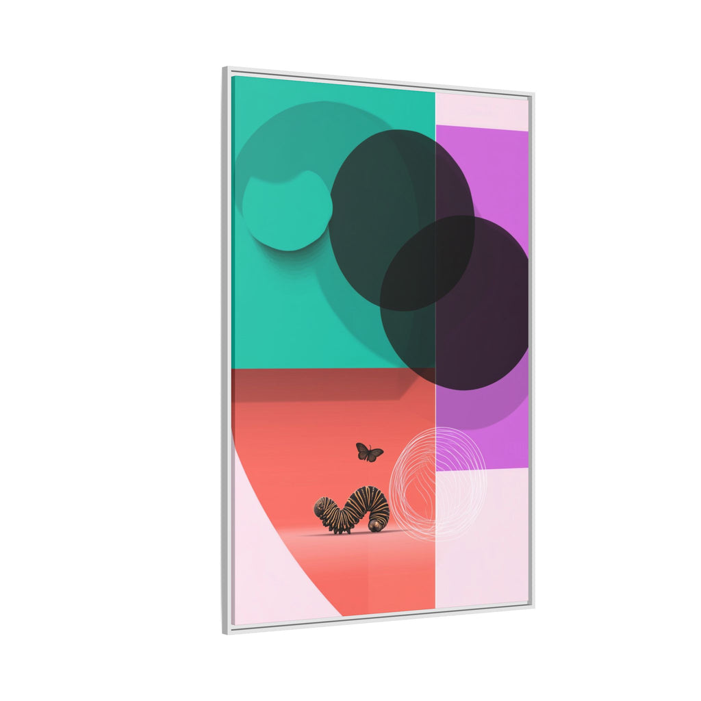 Striped Caterpillar and Butterfly Framed Print , Mid-Century Modern Color Blocks   |  Personalized & Custom Orders Available