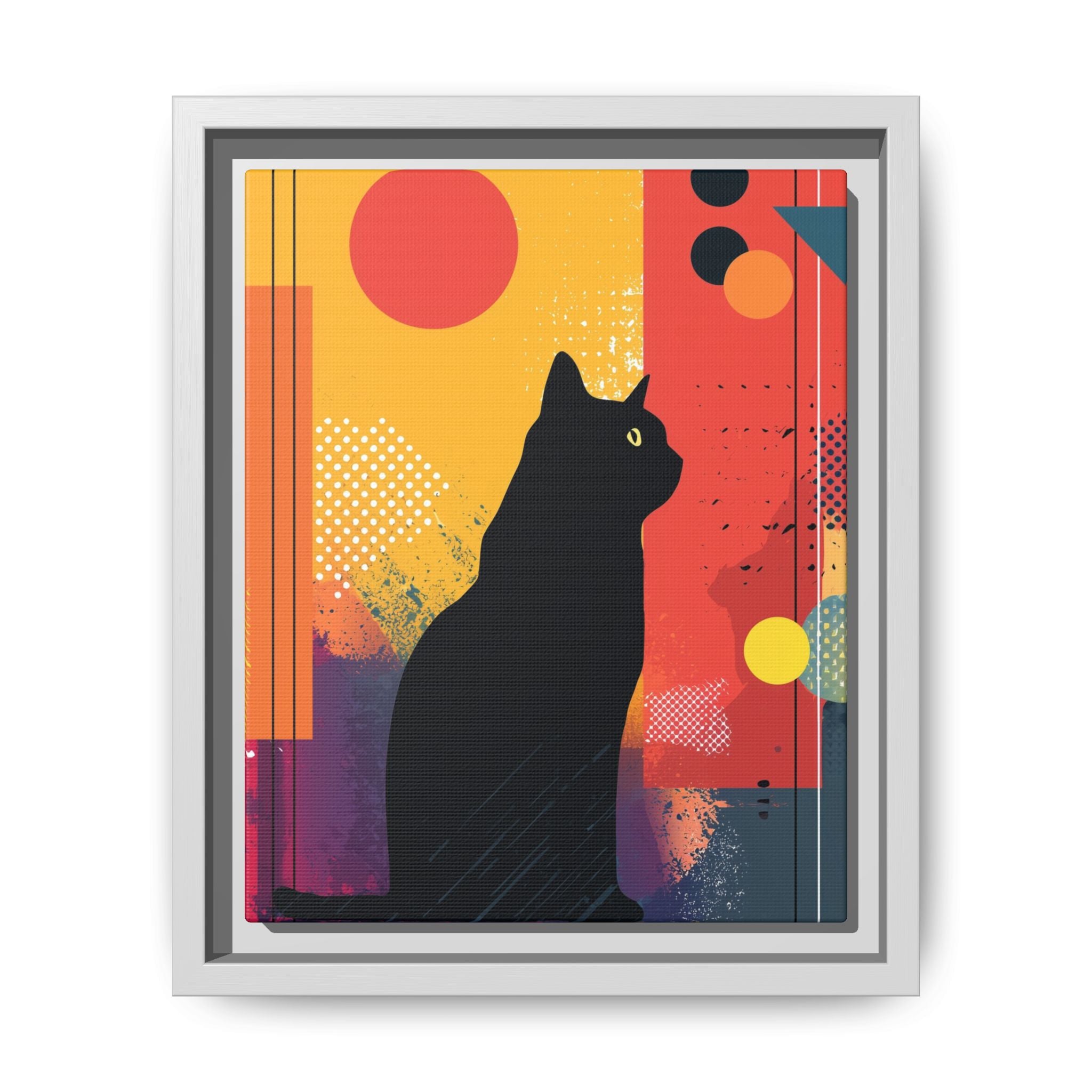 Feline Geometry Framed Print: Abstract Cat Silhouette, Retro Digital Design   |  Personalized & Custom Orders Available