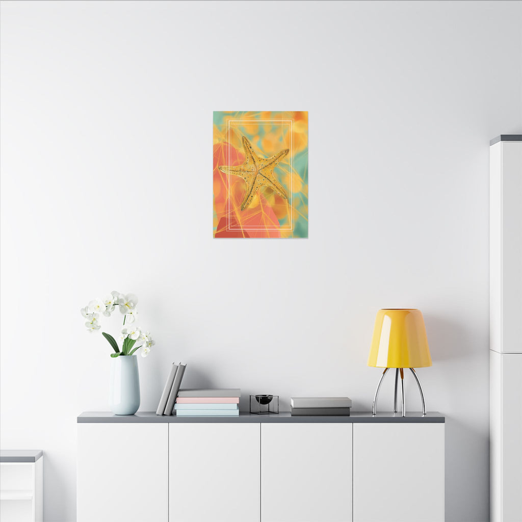 Golden Marine Geometry: Starfish Textures in Digital Art, Oceanic Abstract Composition   |    Custom Orders Available