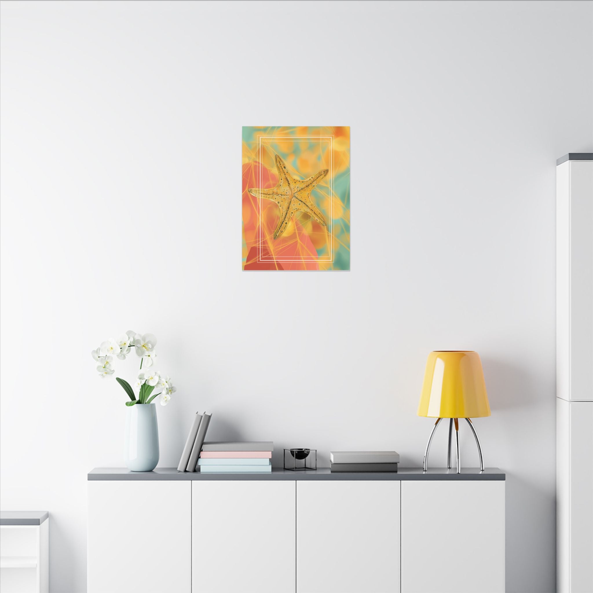 Golden Marine Geometry: Starfish Textures in Digital Art, Oceanic Abstract Composition   |    Custom Orders Available