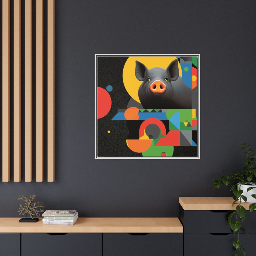 Geometric Pig Poster: Abstract Graphic Design, Colorful Modernist Composition   |    Custom Orders Available