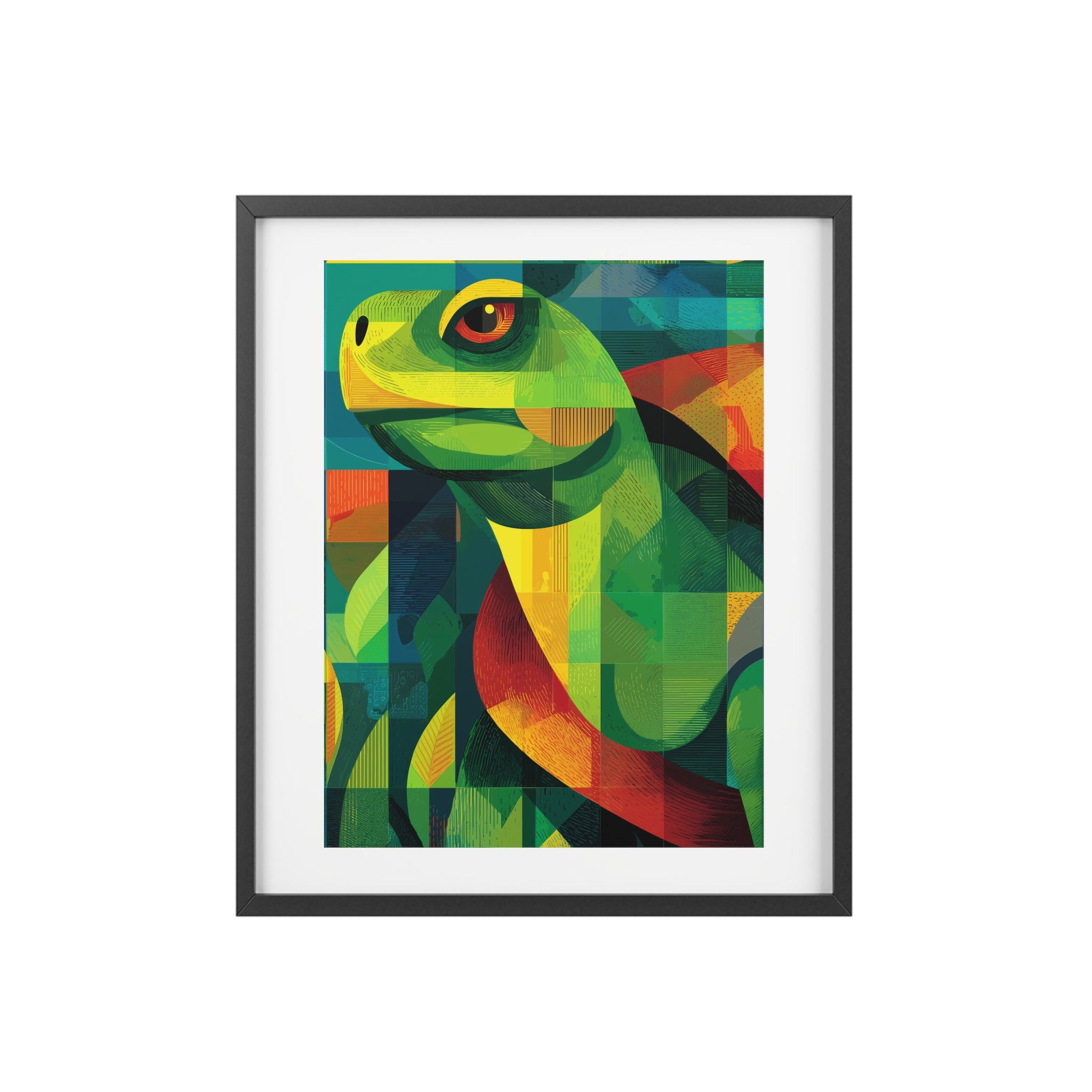 Vibrant Turtle Art Framed Poster, Colorful Decor, Nature-Inspired Home Decor, Unique Gift for Animal Lovers, Modern Art Print Amazon Jungle