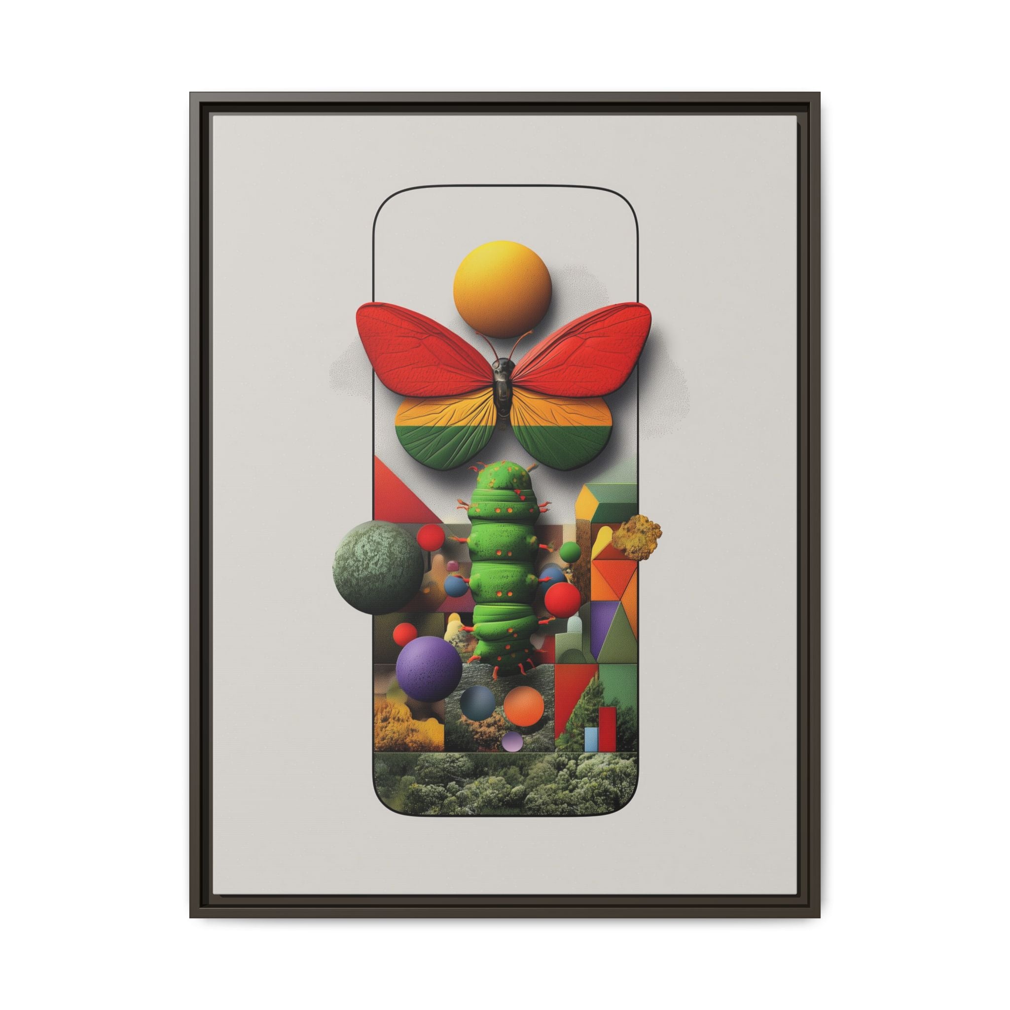Metamorphosis Framed Print : Geometric Nature Transformation, Vibrant Butterfly Composition   |  Personalized & Custom Orders Available