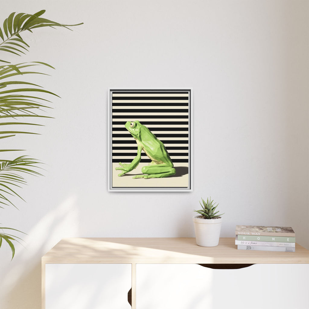 Geometric Frog Framed Print : Low-Poly Amphibian Design, Contemporary Minimalist Art   |  Personalized & Custom Orders Available