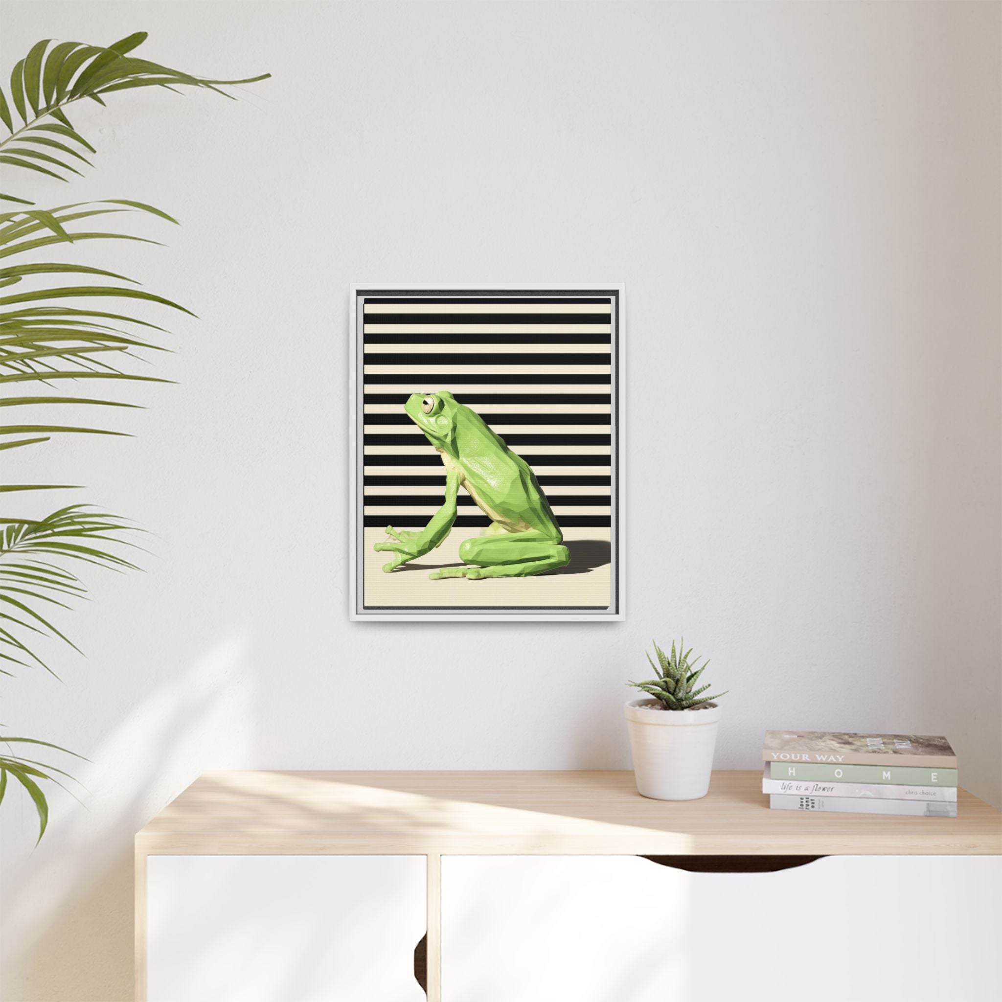 Geometric Frog Framed Print : Low-Poly Amphibian Design, Contemporary Minimalist Art   |  Personalized & Custom Orders Available