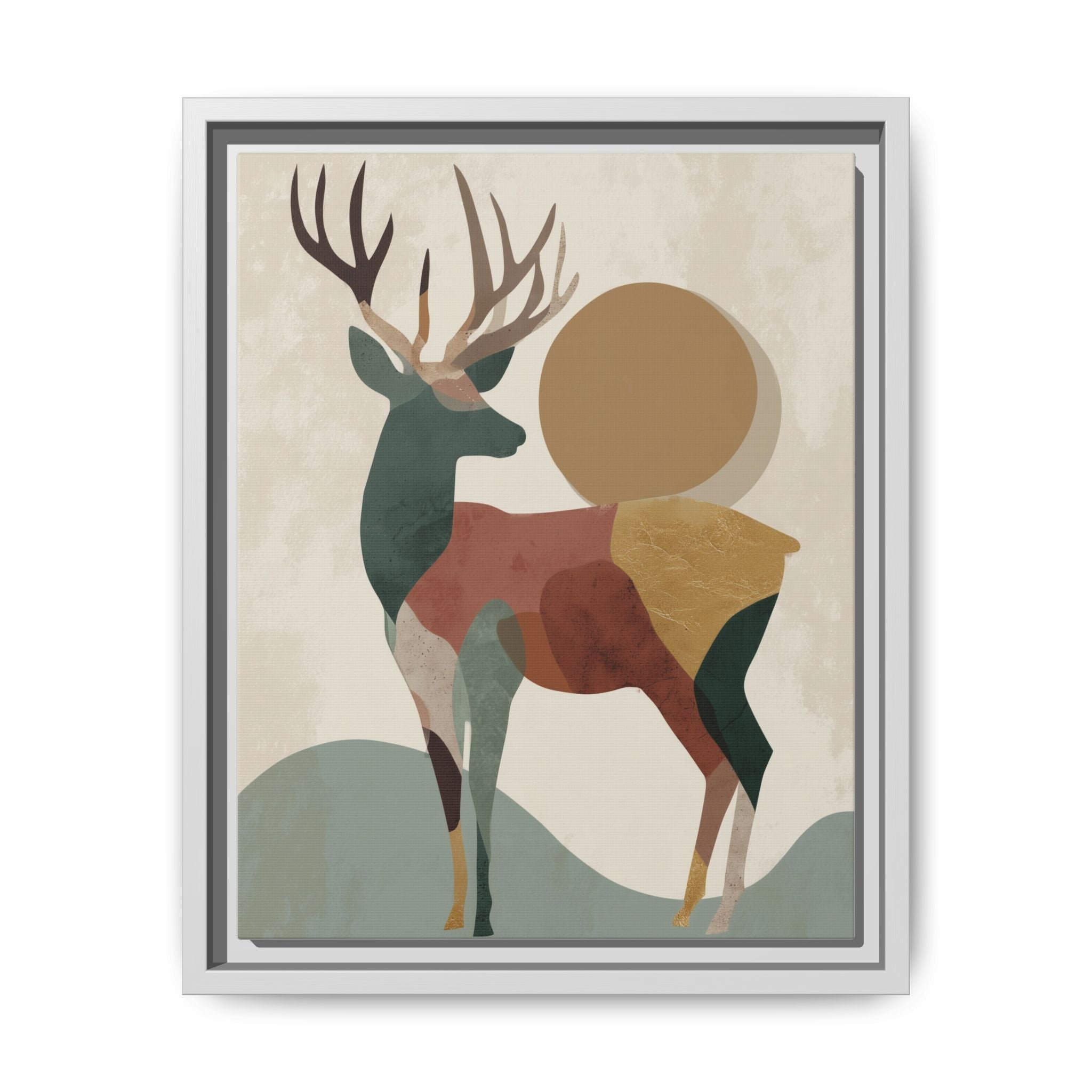 Geometric Deer Mosaic Framed Print : Modern Abstract Wildlife Art, Minimalist Nature Print   |  Personalized & Custom Orders Available