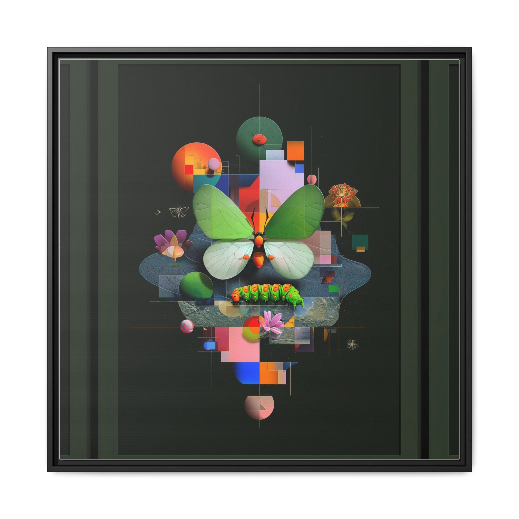 Metamorphosis Geometry Framed Print : Digital Nature Synthesis, Butterfly Abstraction   |  Personalized & Custom Orders Available