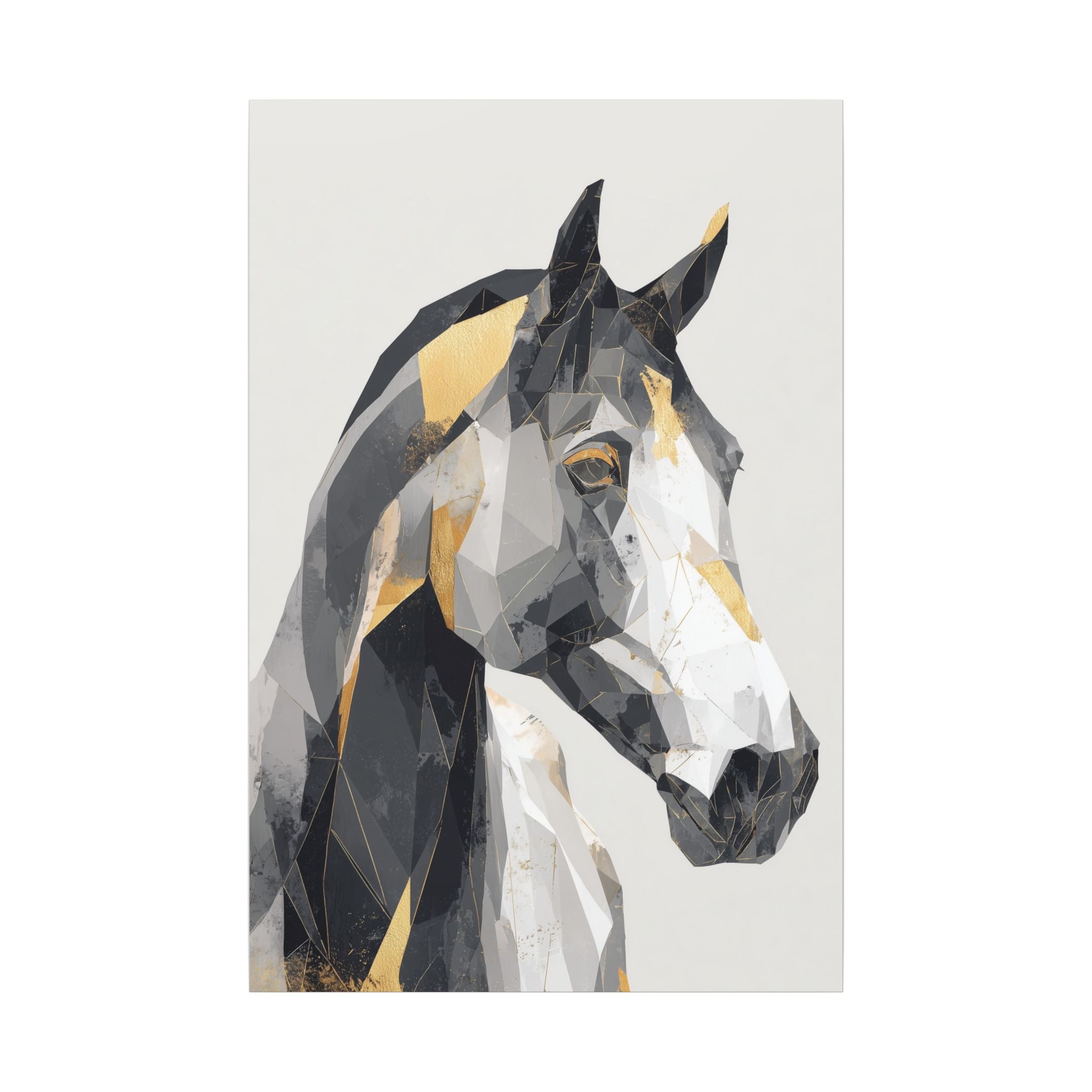 Geometric Equine Elegance: Polygonal Horse Portrait, Modern Digital Art, Metallic Cubist Interpretation   |  Personalized & Custom Orders