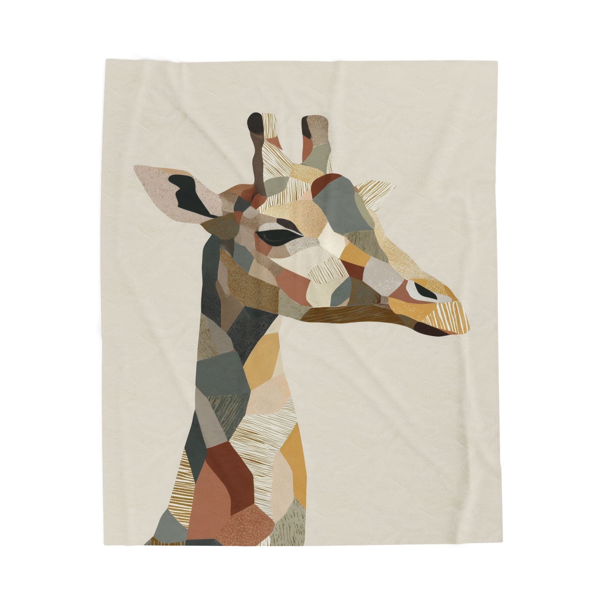 Velveteen Plush Blanket Geometric Abstract Pastel Earthen Toned Giraffe, Quilt Cover, Duvet, Doona, Home Decor, Bedroom Accessories, Gift