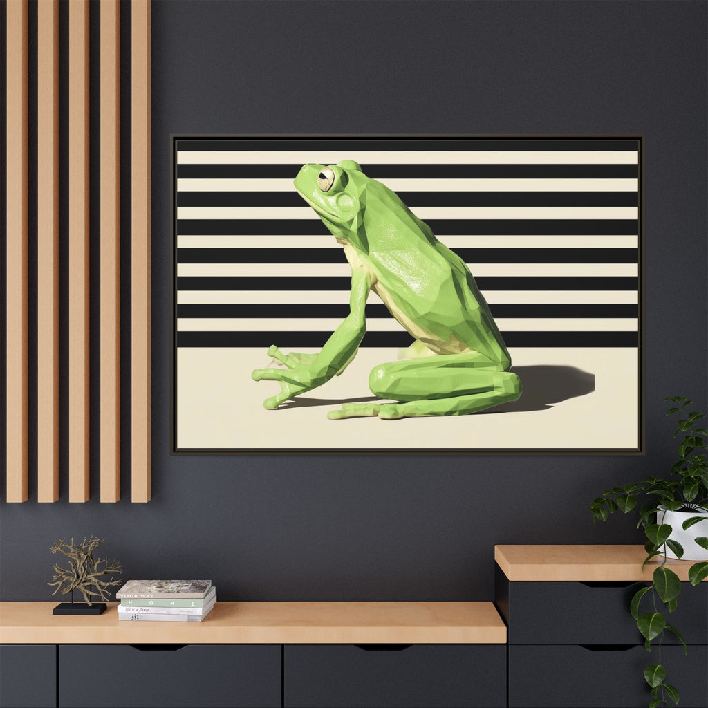 Geometric Frog Framed Print : Low-Poly Amphibian Design, Contemporary Minimalist Art   |  Personalized & Custom Orders Available