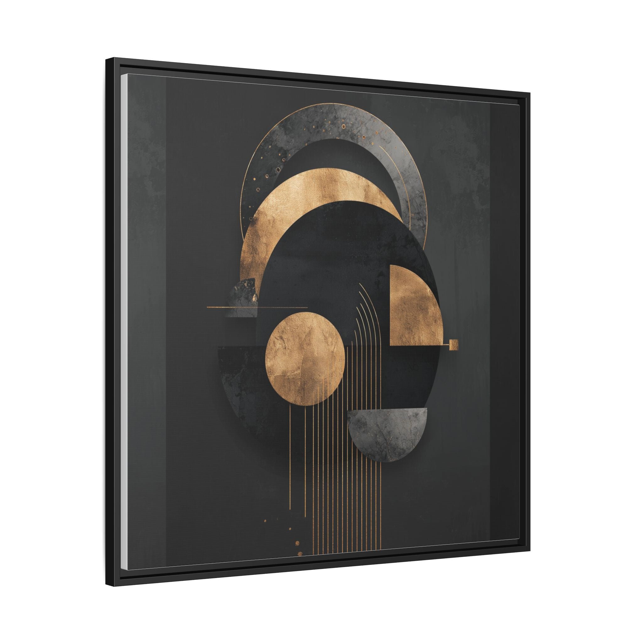 Geometric Resonance: Abstract Gold and Black Design, Minimalist Architectural Art, Modern Metallic Composition   |   Custom Orders Accepted