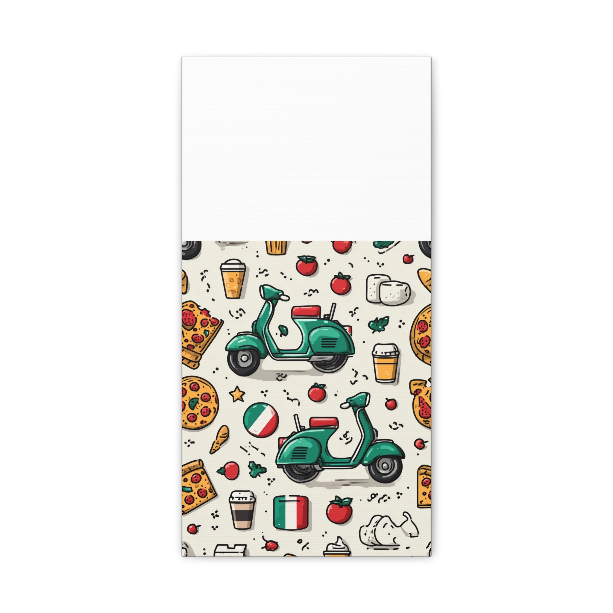 Vibrant Travel Nostalgia Canvas Art, Scooter Decor, Foodie Wall Art, Fun Home Decor, Gift for Adventurers, Kitchen Wall Hanging