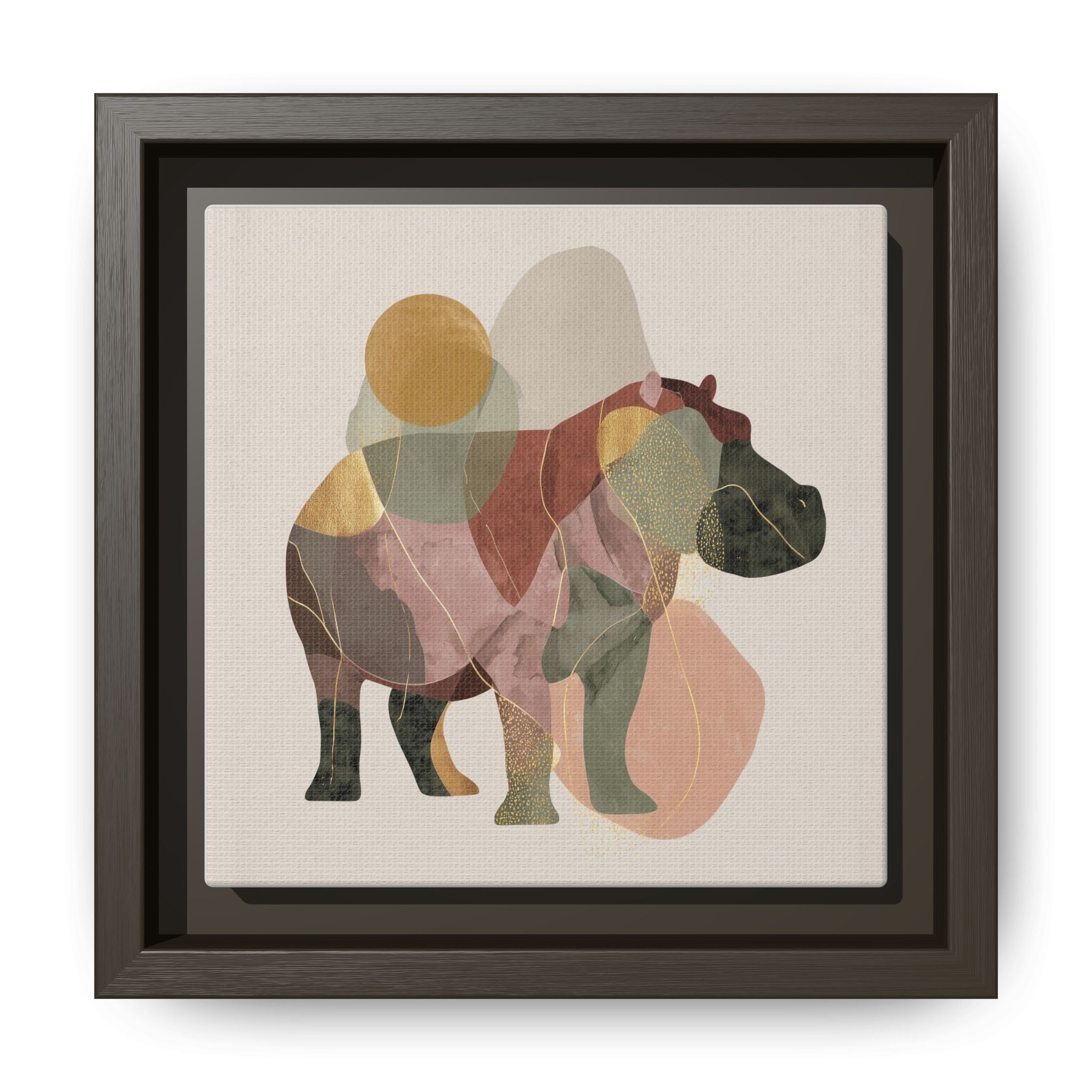 Geometric Hippo: Abstract Animal Watercolor, Modern Minimalist Composition   |    Custom Orders Available