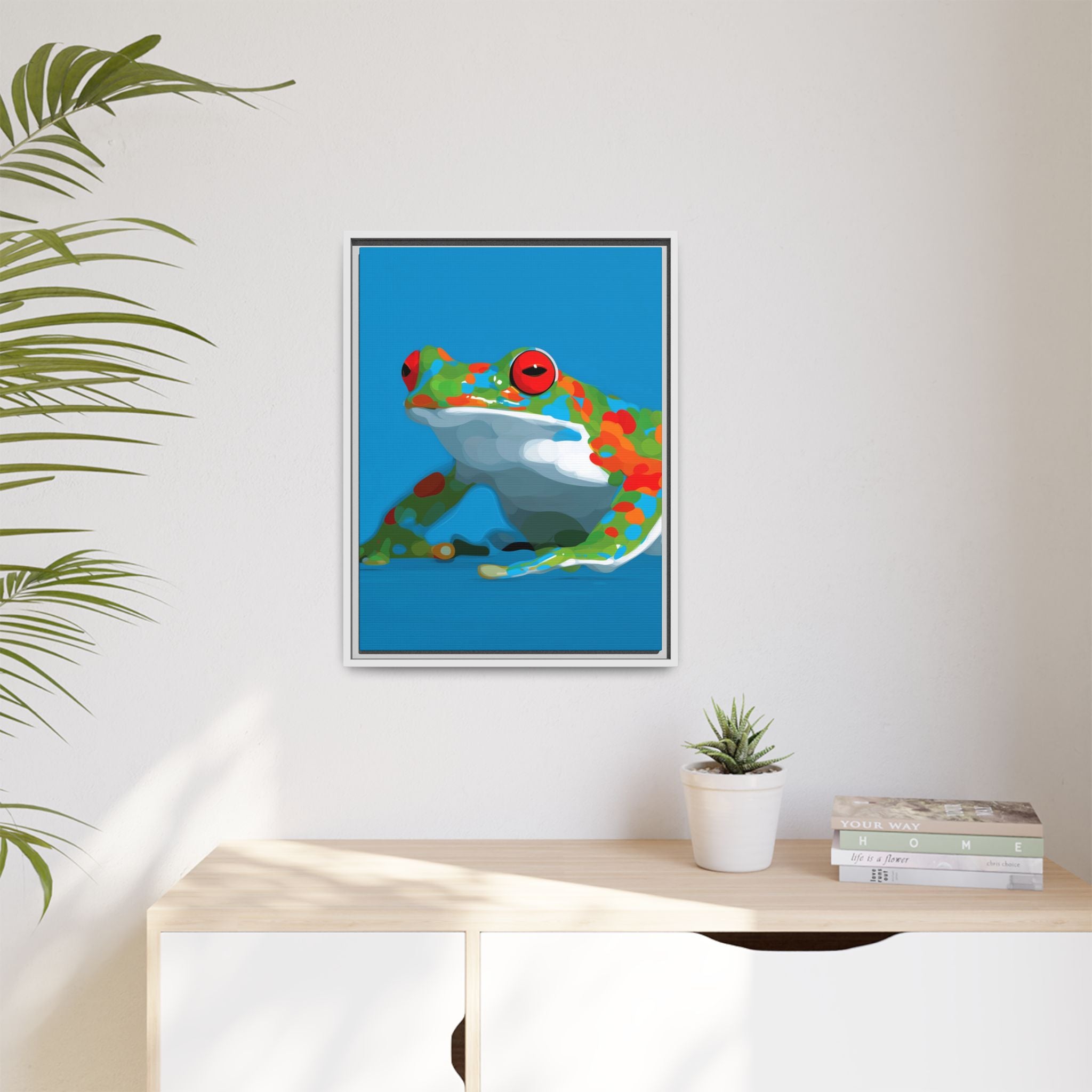 Chromatic Amphibian Framed Print : Mosaic Frog Vector Art, Modern Wildlife Illustration   |  Personalized & Custom Orders Available