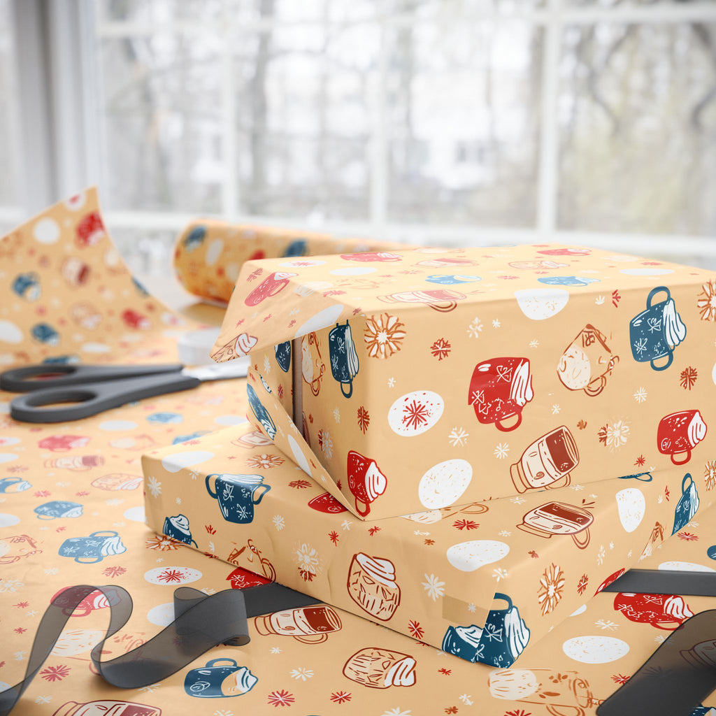 Wrapping Paper — Cozy Mittens & Snowflake Gift Wrap (Holiday Winter Pattern)