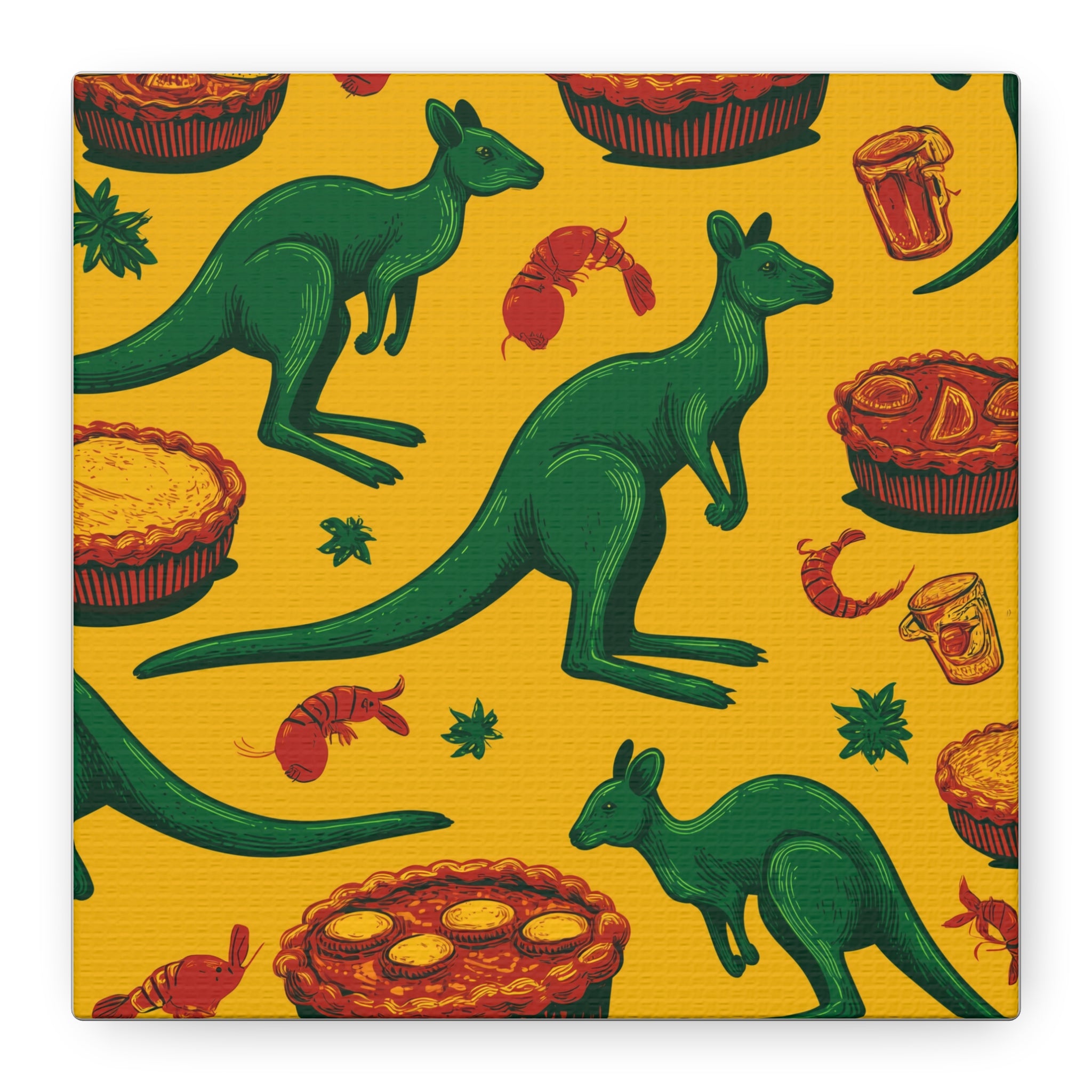 Kangaroo Canvas Wall Art, Vibrant Animal Decor, Unique Gift for Nature Lovers, Fun Kitchen Wall Hanging, Australian Themed Art