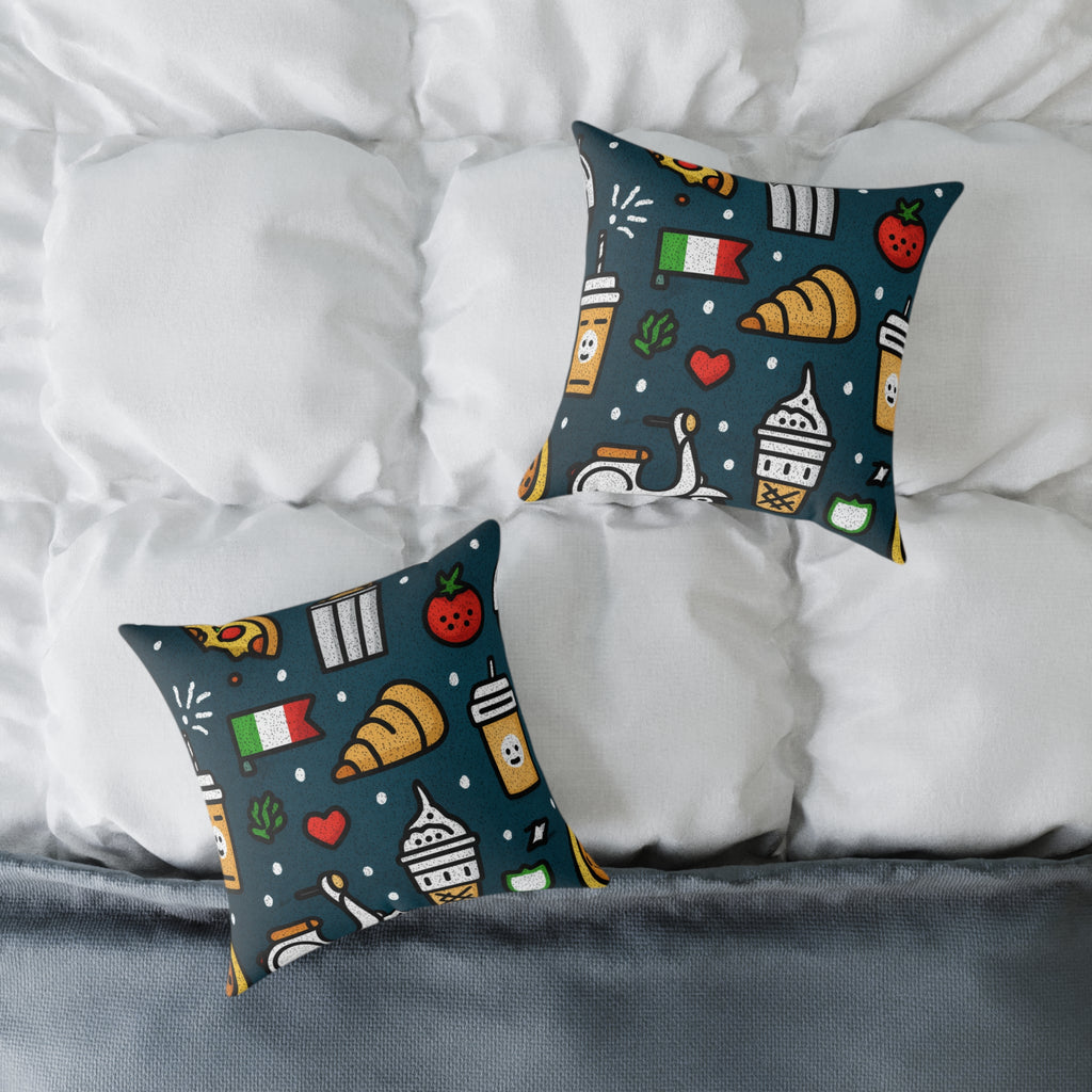 Charming Italy Themed Decorative Pillow, Cozy Couch Accent, Kitchen Decor, Gift for Food Lovers, Fun Home Accessories