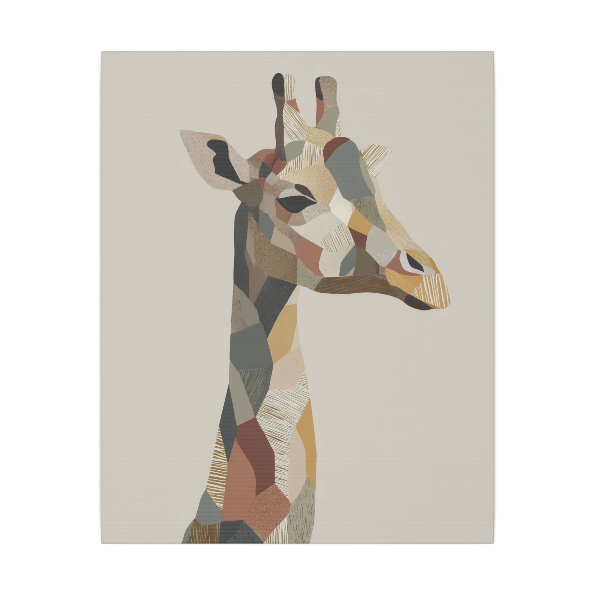 Geometric Giraffe: Modern Wildlife Art, Abstract Mosaic Portrait, Minimalist Earthtone Design   |  Personalized & Custom Orders Available