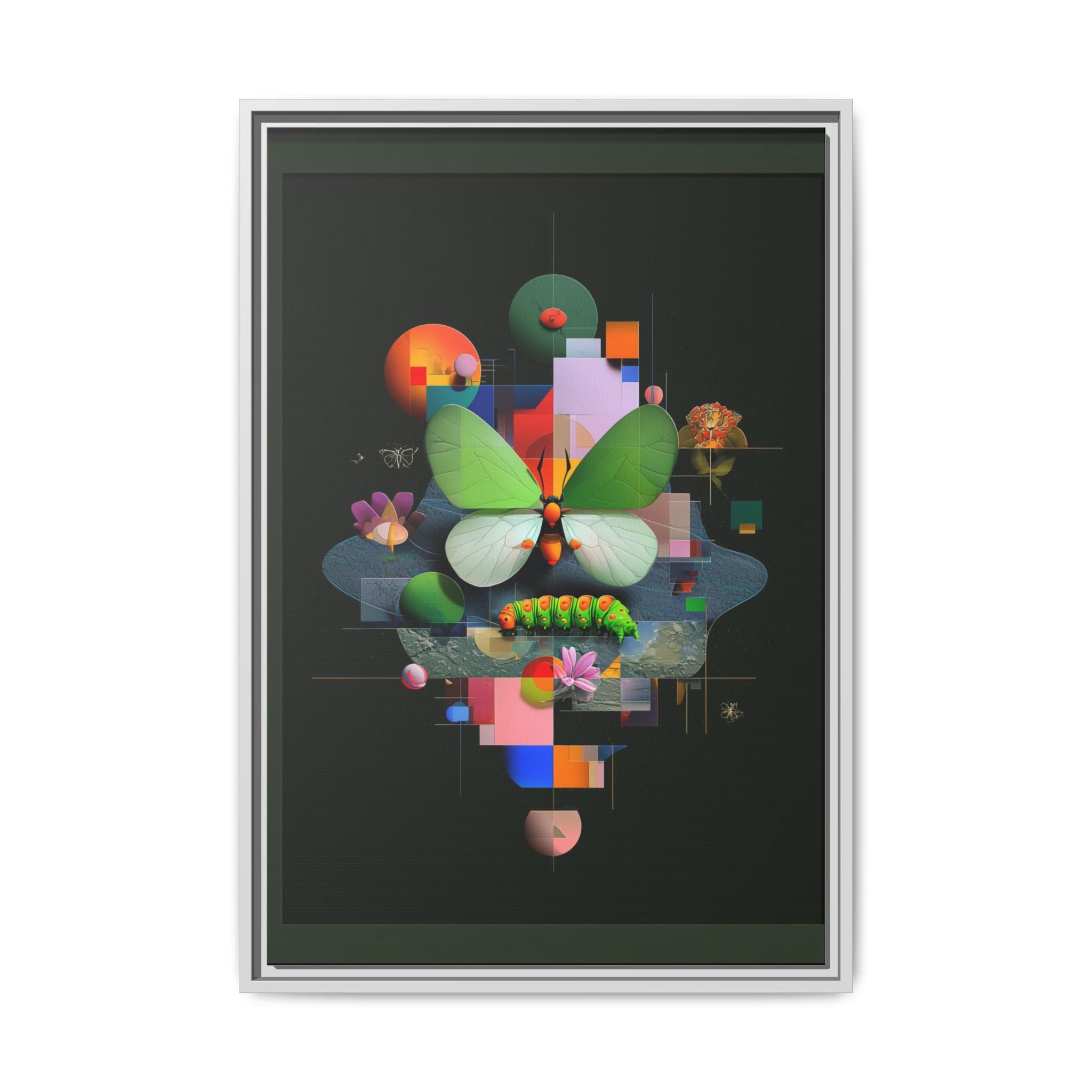 Metamorphosis Geometry Framed Print : Digital Nature Synthesis, Butterfly Abstraction   |  Personalized & Custom Orders Available