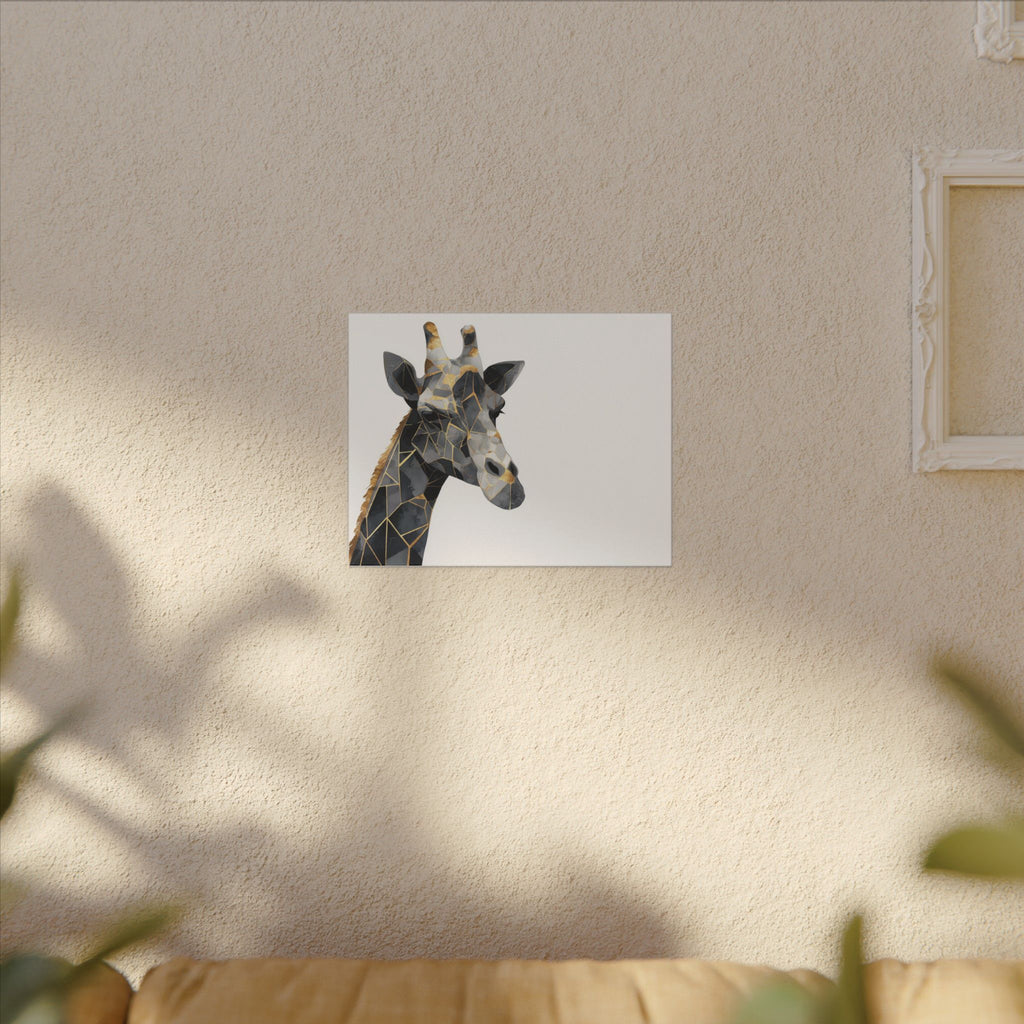 Fractured Majesty: Geometric Giraffe Portrait, Metallic Mosaic Art, Modern Animal Abstract Design   |  Personalized & Custom Orders