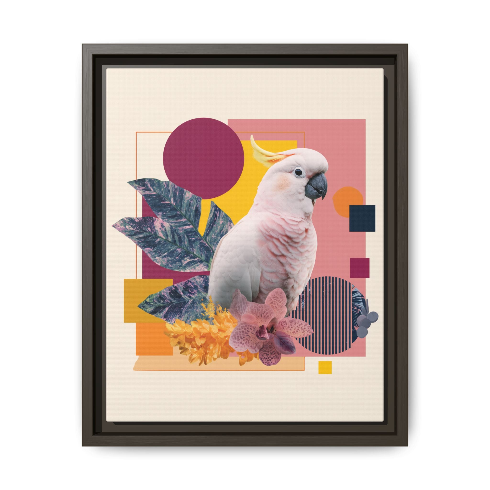 Cockatoo Geometric Framed Print : Tropical Digital Collage, Modern Abstract Design   |  Personalized & Custom Orders Available