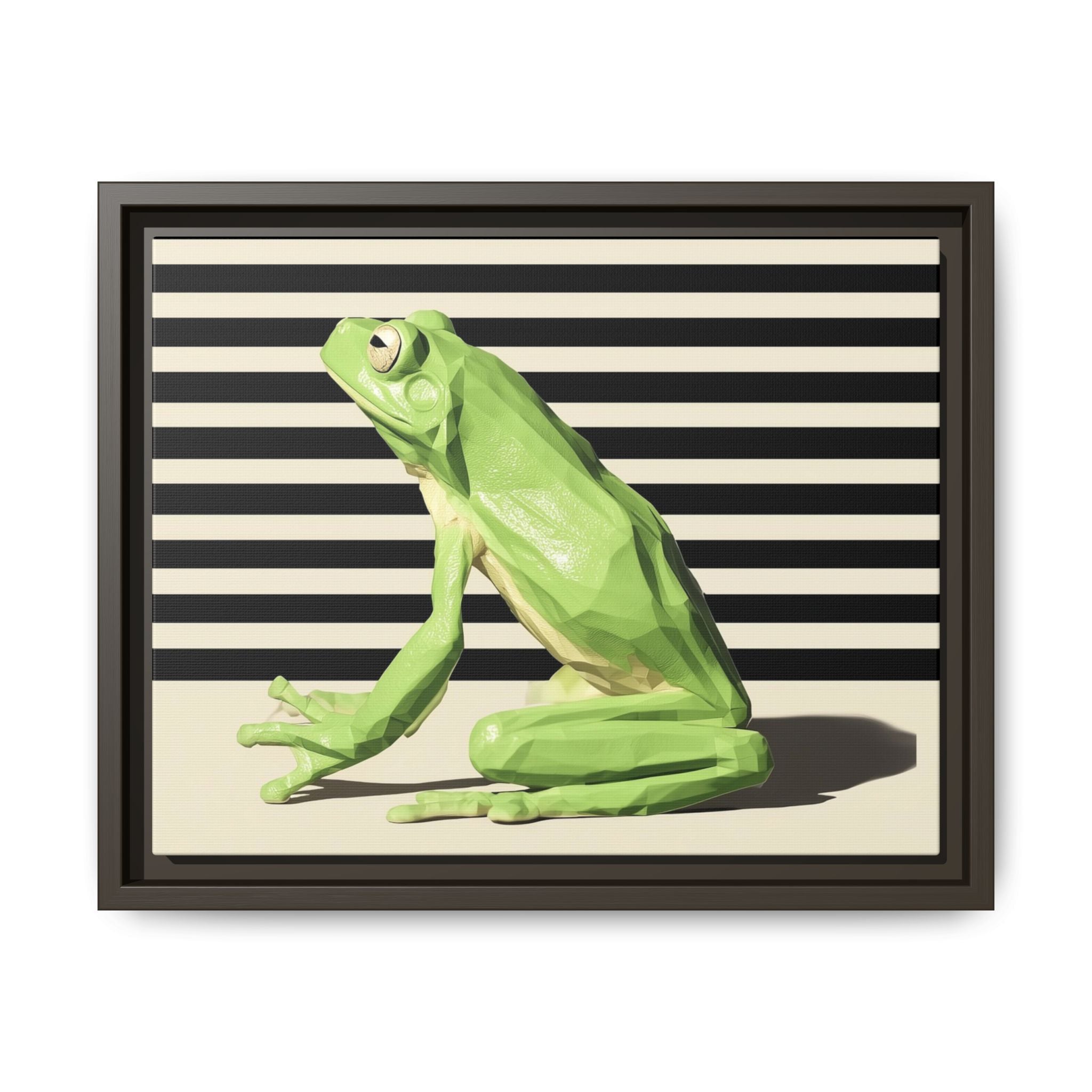 Geometric Frog Framed Print : Low-Poly Amphibian Design, Contemporary Minimalist Art   |  Personalized & Custom Orders Available