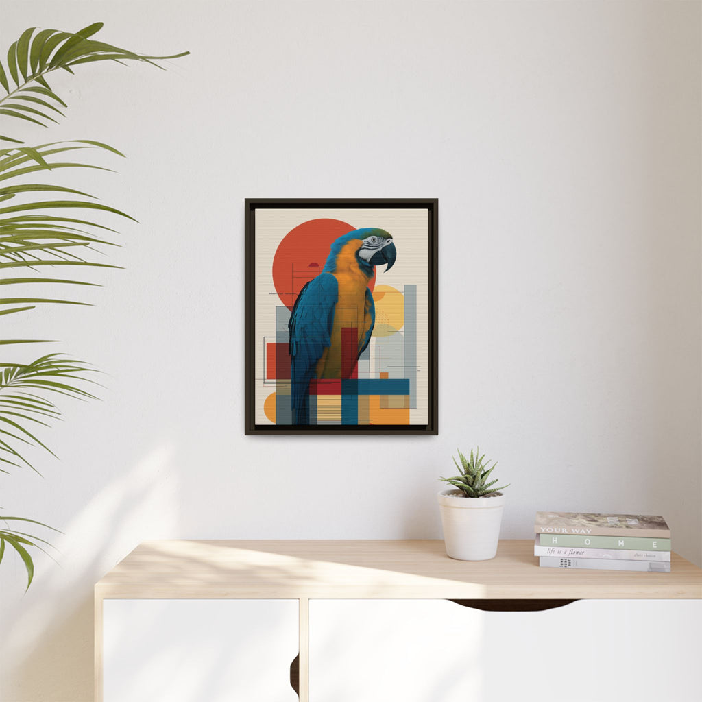 Macaw in Geometric Harmony: Modern Avian Portrait, Architectural Abstract Composition   |    Custom Orders Available