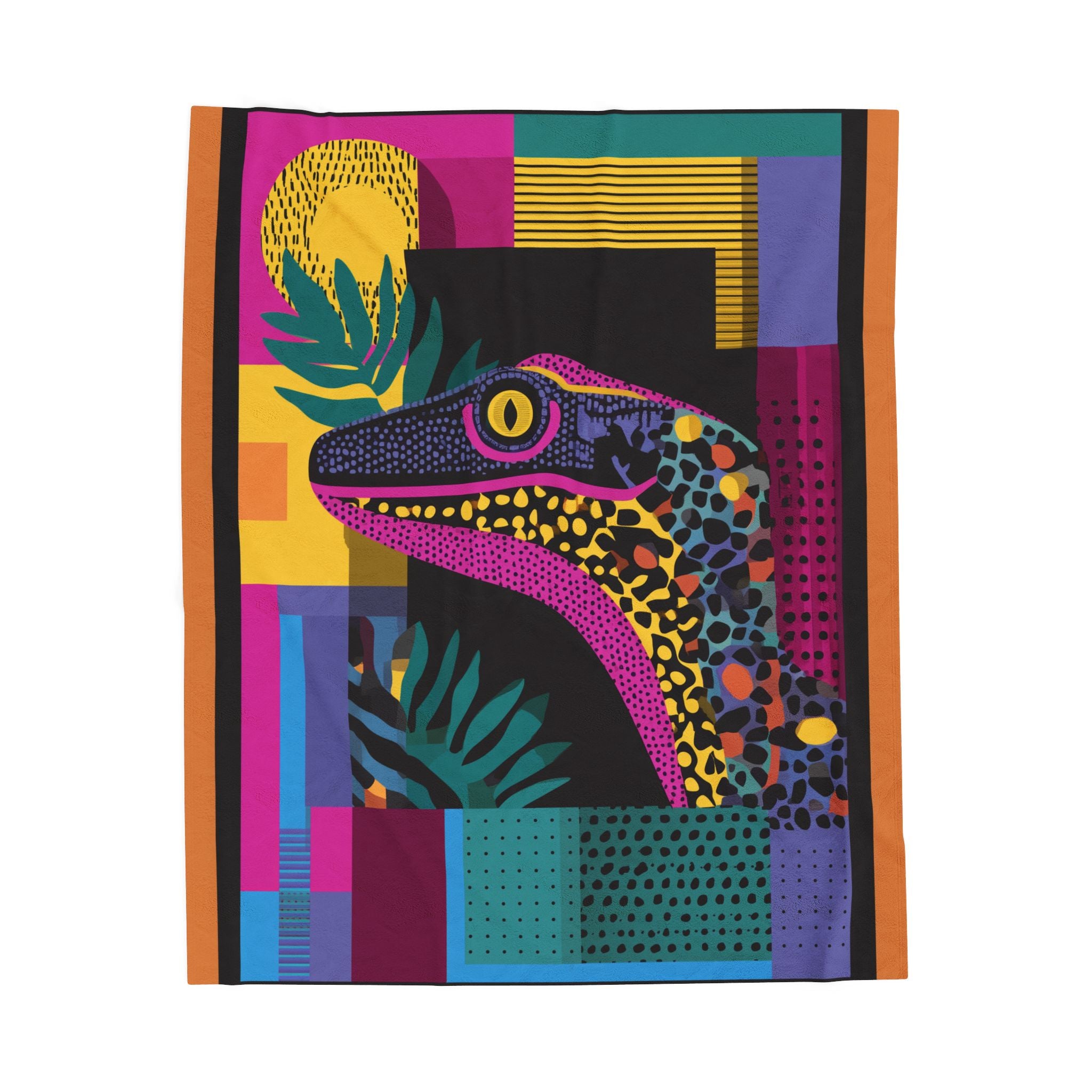 Colorful Geometric Lizard Blanket: Pop Art, WIldlife Illustration, Vibrant Contemporary Design   |  Personalized & Custom Orders Available
