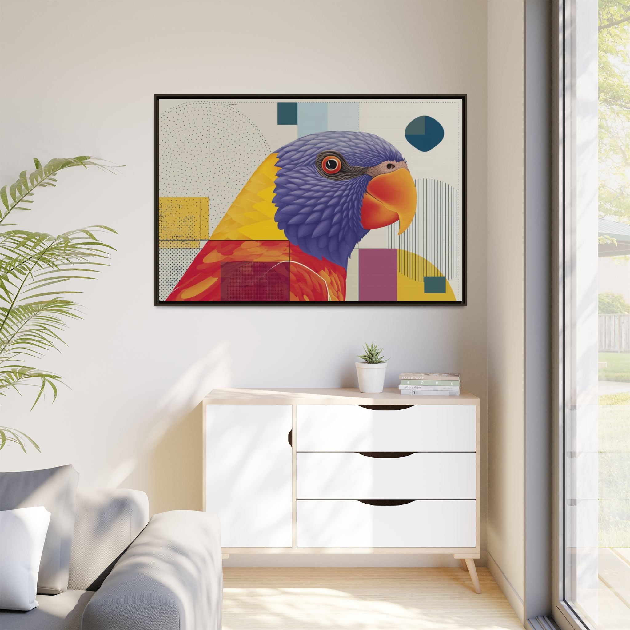 Geometric Parrot: Abstract Wildlife Art, Modern Color Block Design   |  Personalized & Custom Orders Available